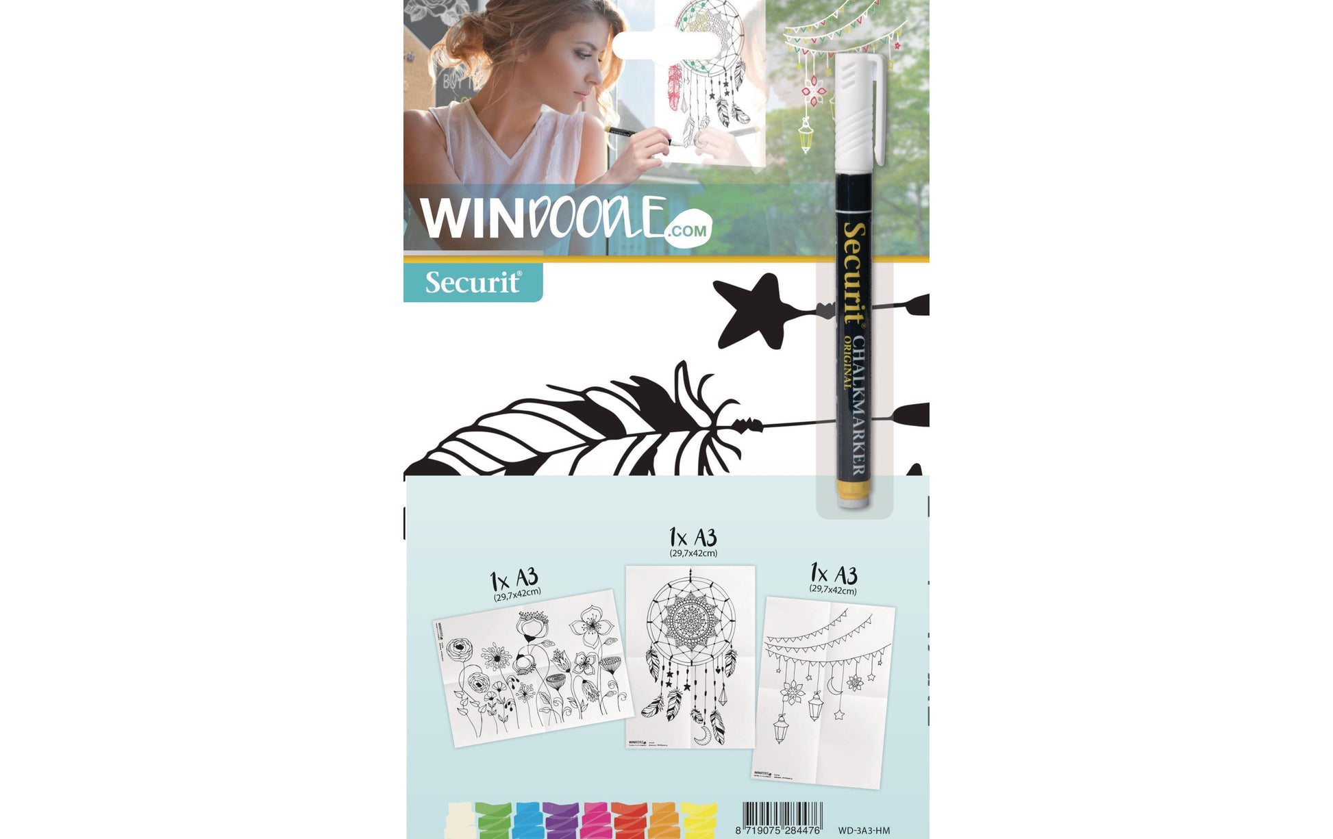 Securit Schablone – Windoodle Home WD-3A3-HM – A3 – 3er-Set – ab 3 Jahren