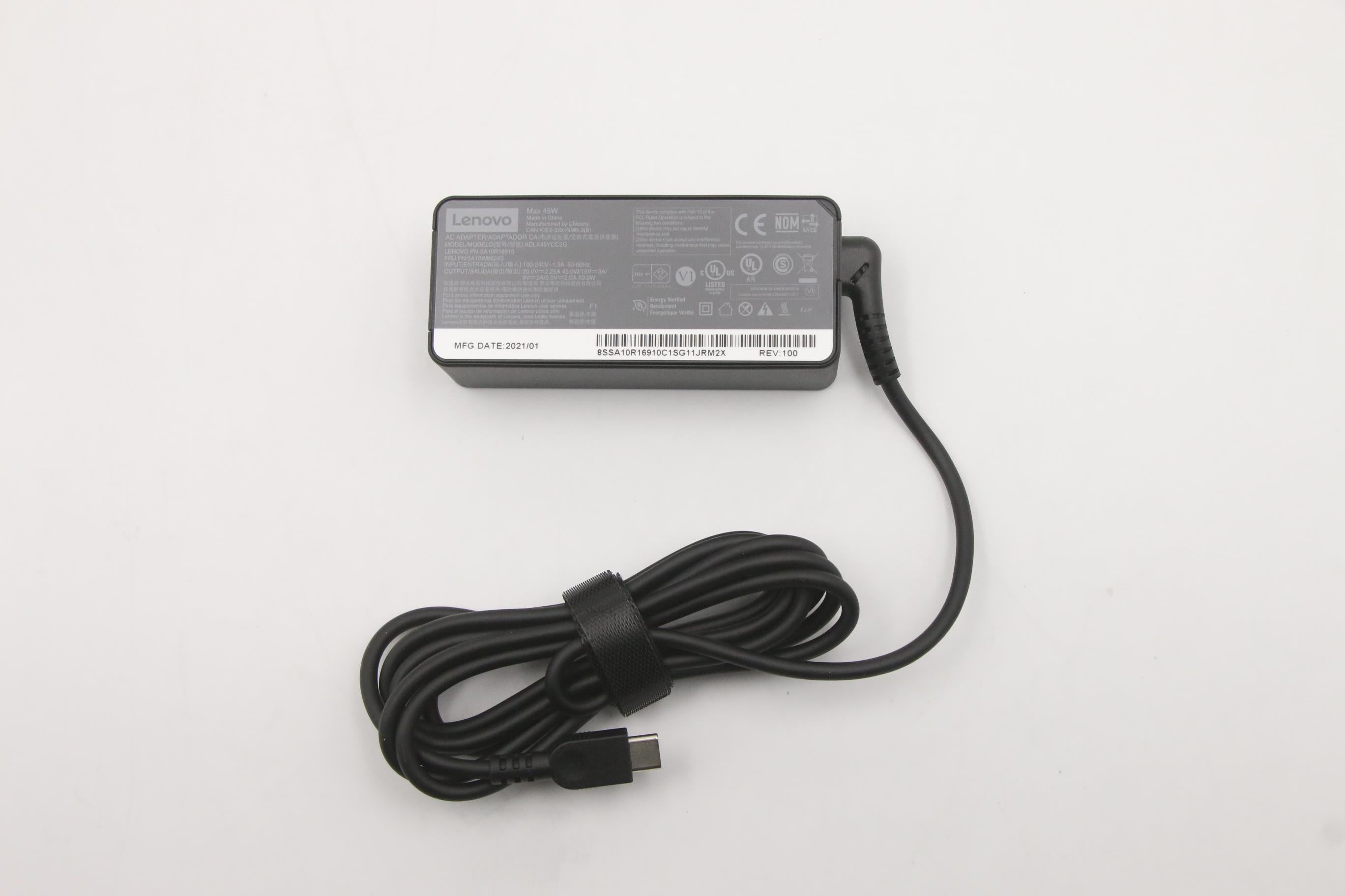 Lenovo 5A10W86243 USB-Ladegerät 45 W – USB-C×2 – für Lenovo-Laptops, schwarz