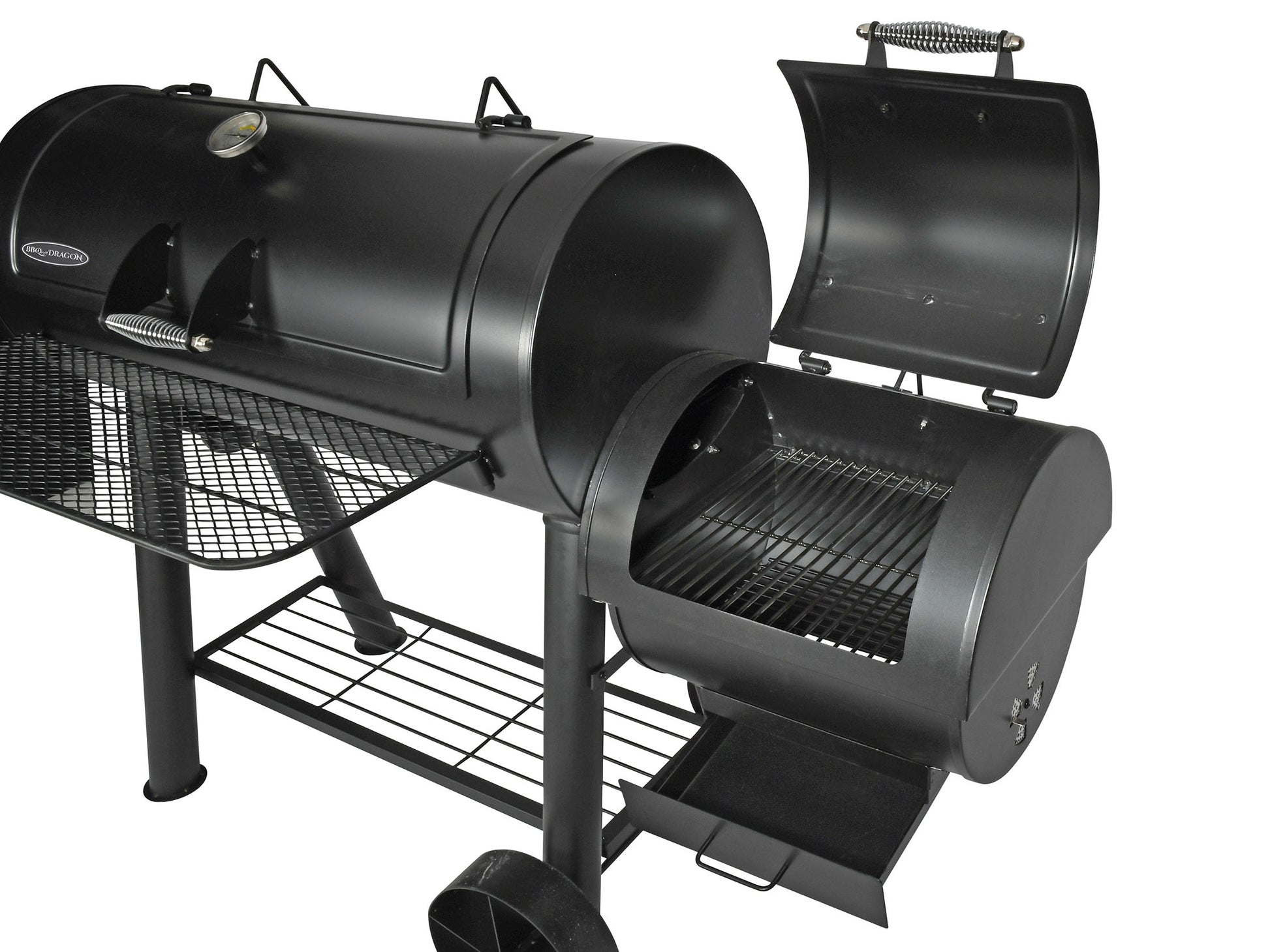 BBQ Dragon Smoker Nevada – Kochfläche 44 × 51 cm, Gusseisen, 86 × 172 × 152 cm – schwarz