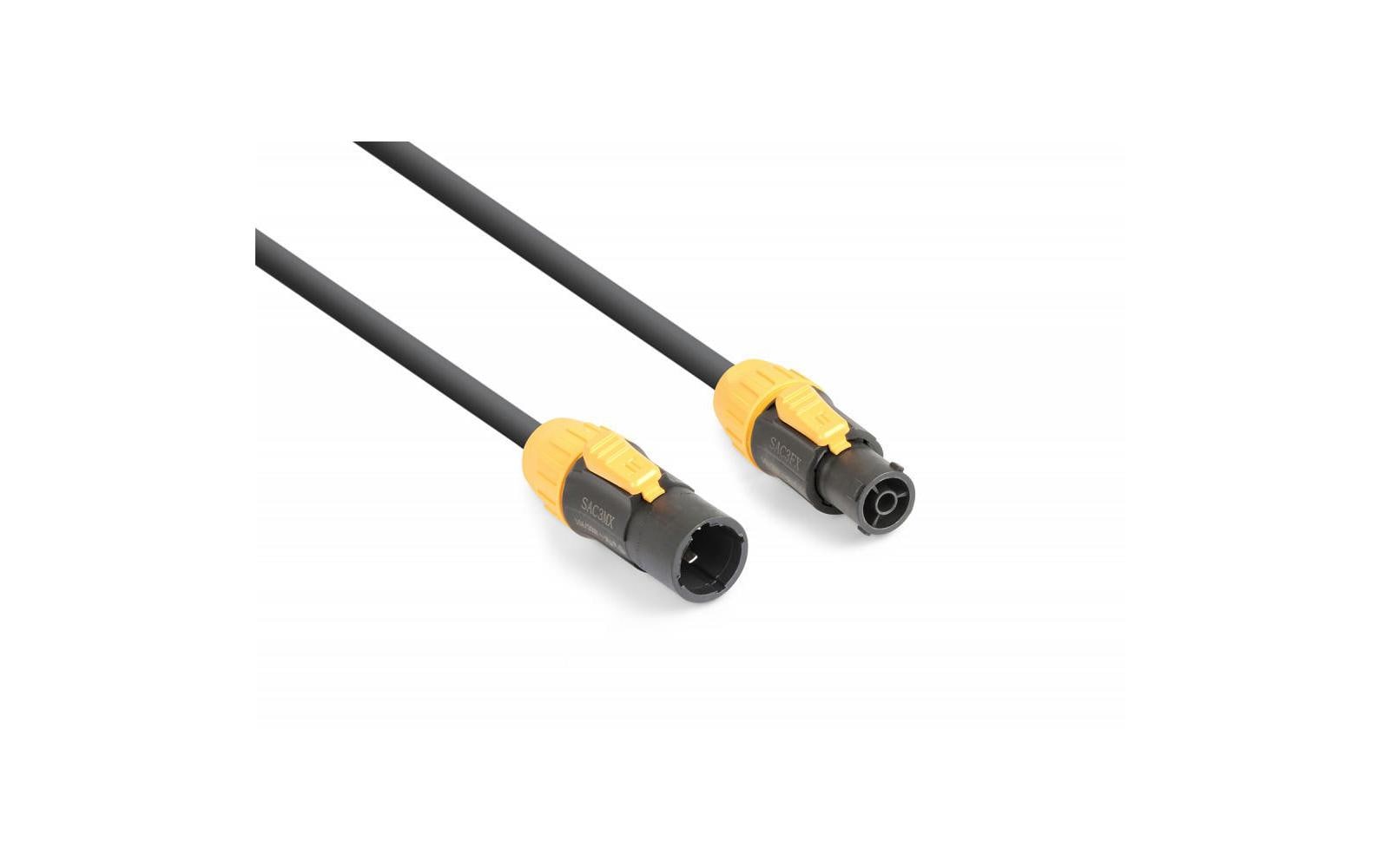 Power Dynamics PowerCON-Verlängerung – PowerCON auf PowerCON, 3×1,5 mm², IP65, verriegelbar, 10 m, Schwarz