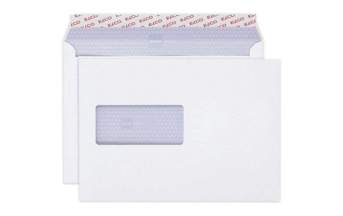 Elco Couvert C5 (229 × 162 mm), mit Fenster, haftklebend (Optifix), hochweiss, 100 g/m² – 500 Stk.