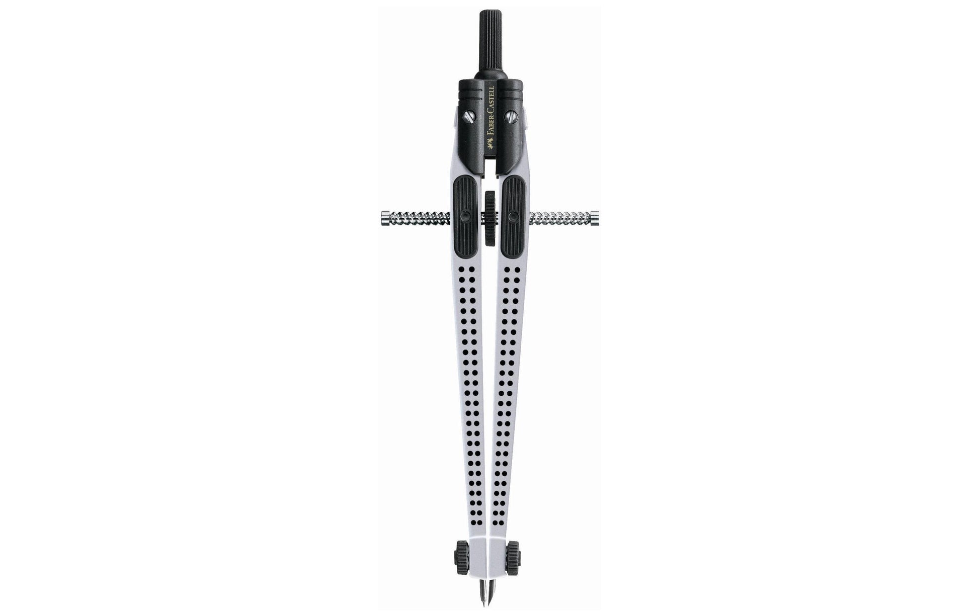 Faber-Castell GRIP Schnellverstellzirkel – Länge 170 mm, max. Kreis-Ø 39 cm, inkl. Minendose, silber