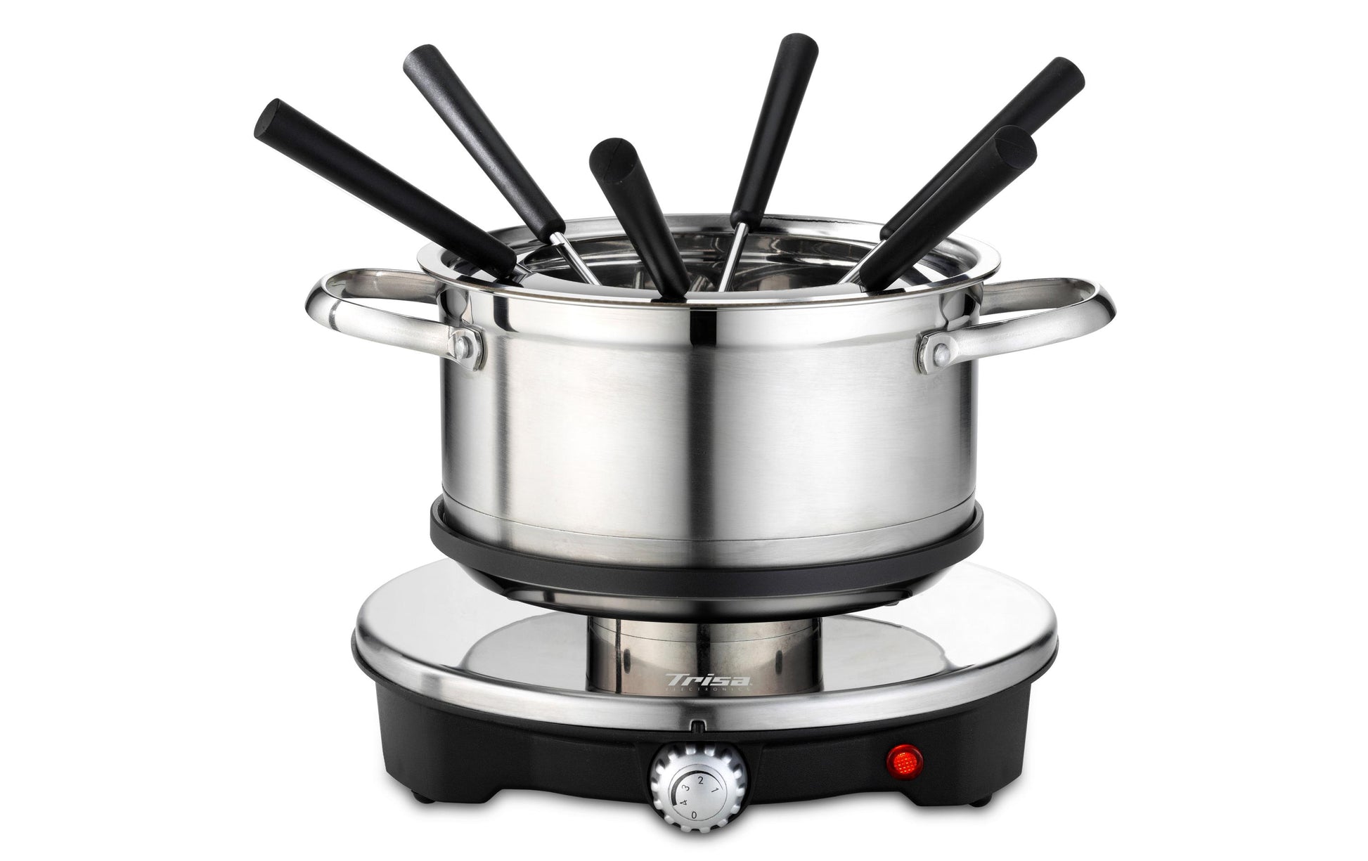 Trisa Fondue-Set Vario Inox – Edelstahl, 2 l, 6 Personen – Silber/Schwarz