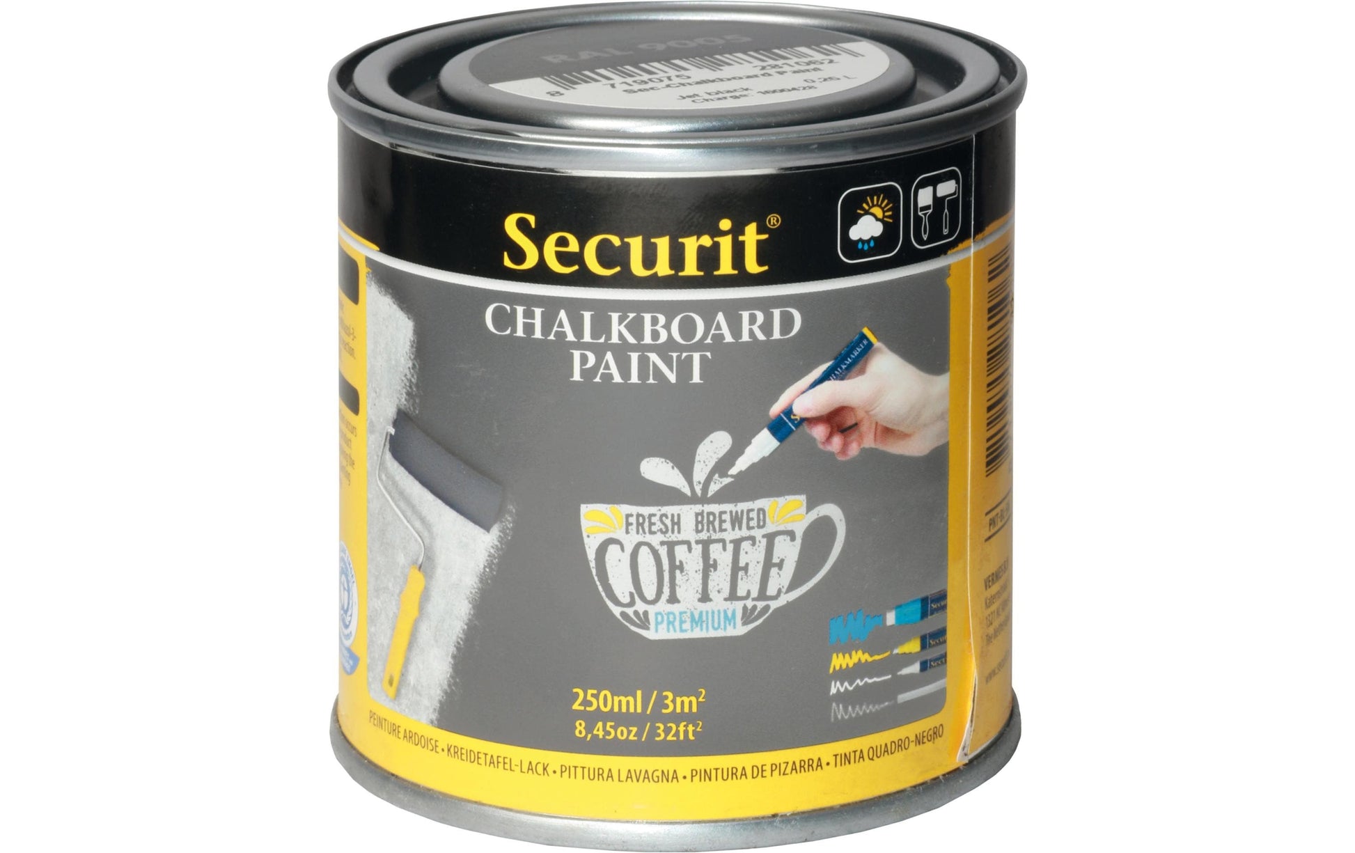 Securit Acryl-Kreidetafellack – Grau – 250 ml – für Kreidestifte