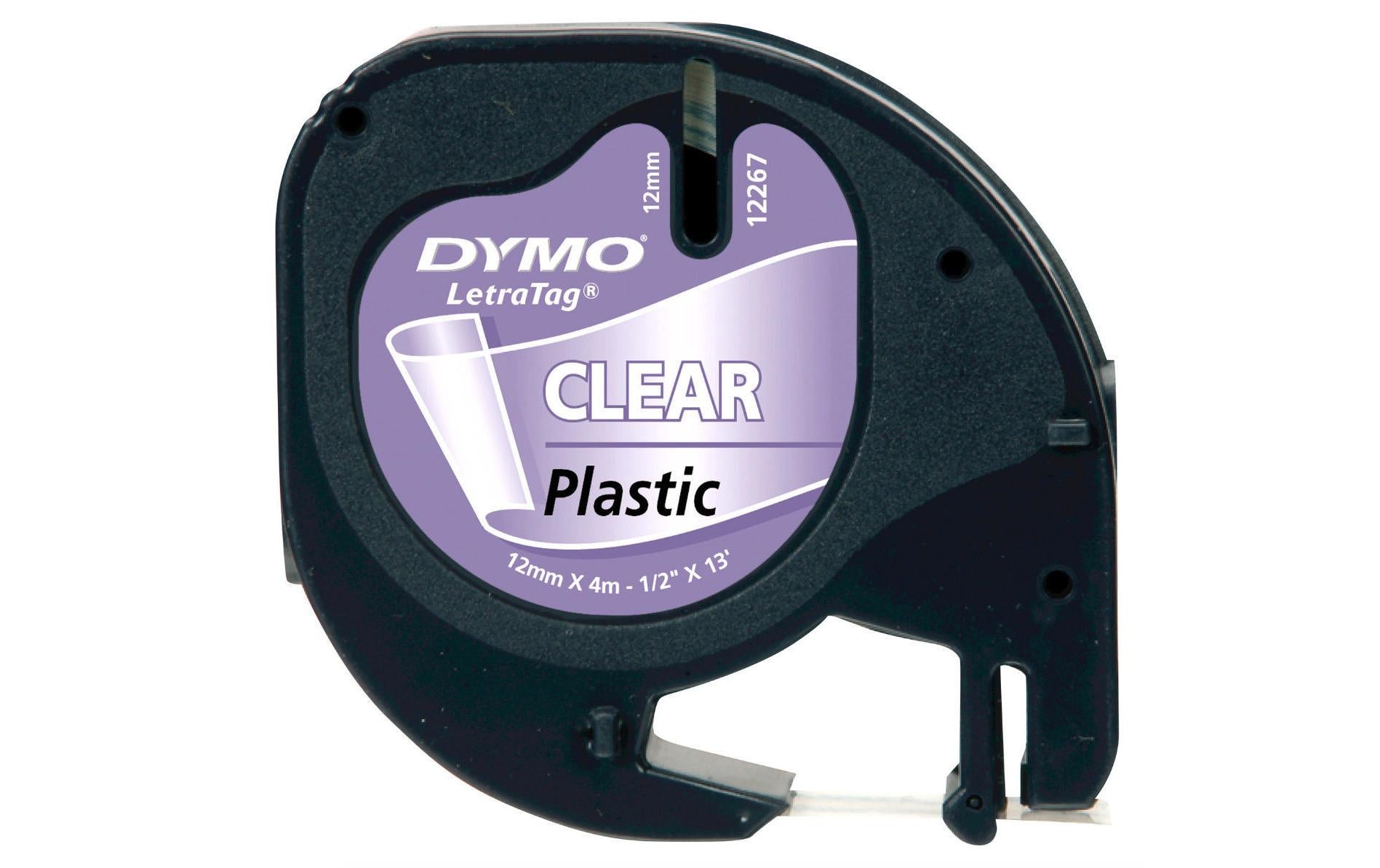 DYMO Schriftband – 12 mm × 4 m, transparent, schwarz, LetraTag
