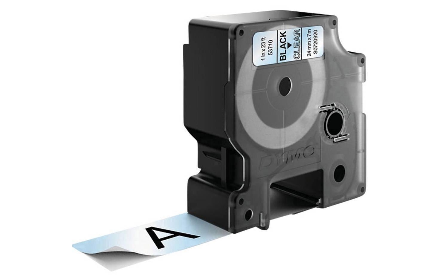 DYMO Schriftband – 24 mm × 7 m, transparent, schwarz – D1-TAPE