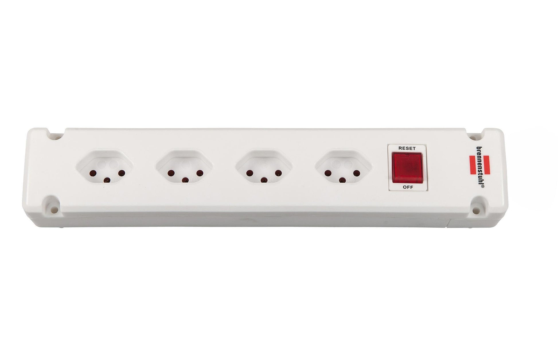 Brennenstuhl Bremounta Steckdosenleiste, 4×T13, mit Schalter, ohne Kabel, mit Anzeigelicht – Weiss