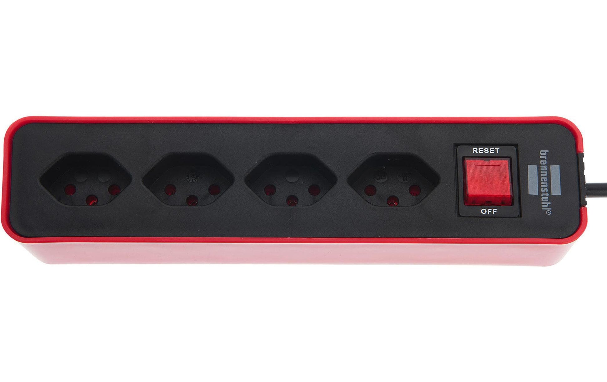 Brennenstuhl Ecolor Steckdosenleiste – 4×T13, mit Schalter, 1,5 m, Eingang T12 – Rot/Schwarz