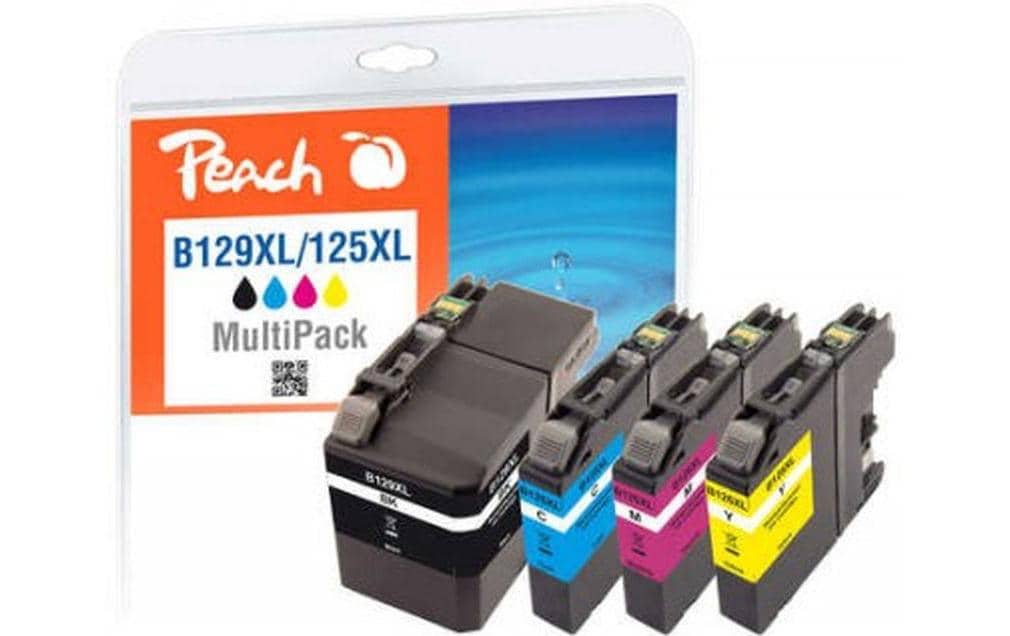 Peach LC-129XL/125XL Tintenpatronen-Multipack, 4er-Set (Kompatibel) – für Brother MFCJ 6520 DW/6720 DW/6920 DW