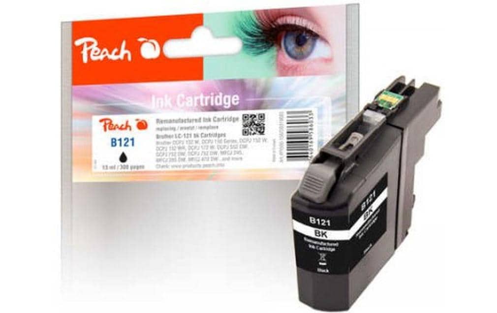 Peach LC-121 Schwarz Tintenpatrone (Kompatibel) – 300 Seiten – für Brother DCP-J 752/552/152 – LC-121BK