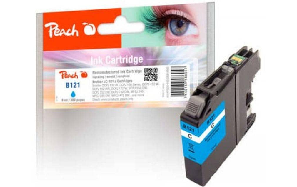 Peach LC-121C Cyan Tintenpatrone (Kompatibel) – 300 Seiten – für Brother DCPJ 132/150/152, MFCJ 245/285/470 …