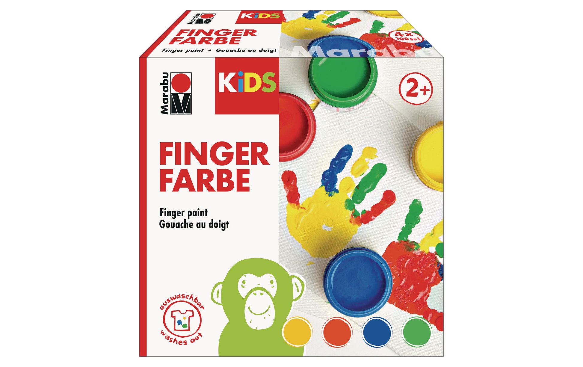 Marabu Fingerfarben – Set – 4 Farben, 4 × 100 ml, für Papier & Karton, Glas & Holz