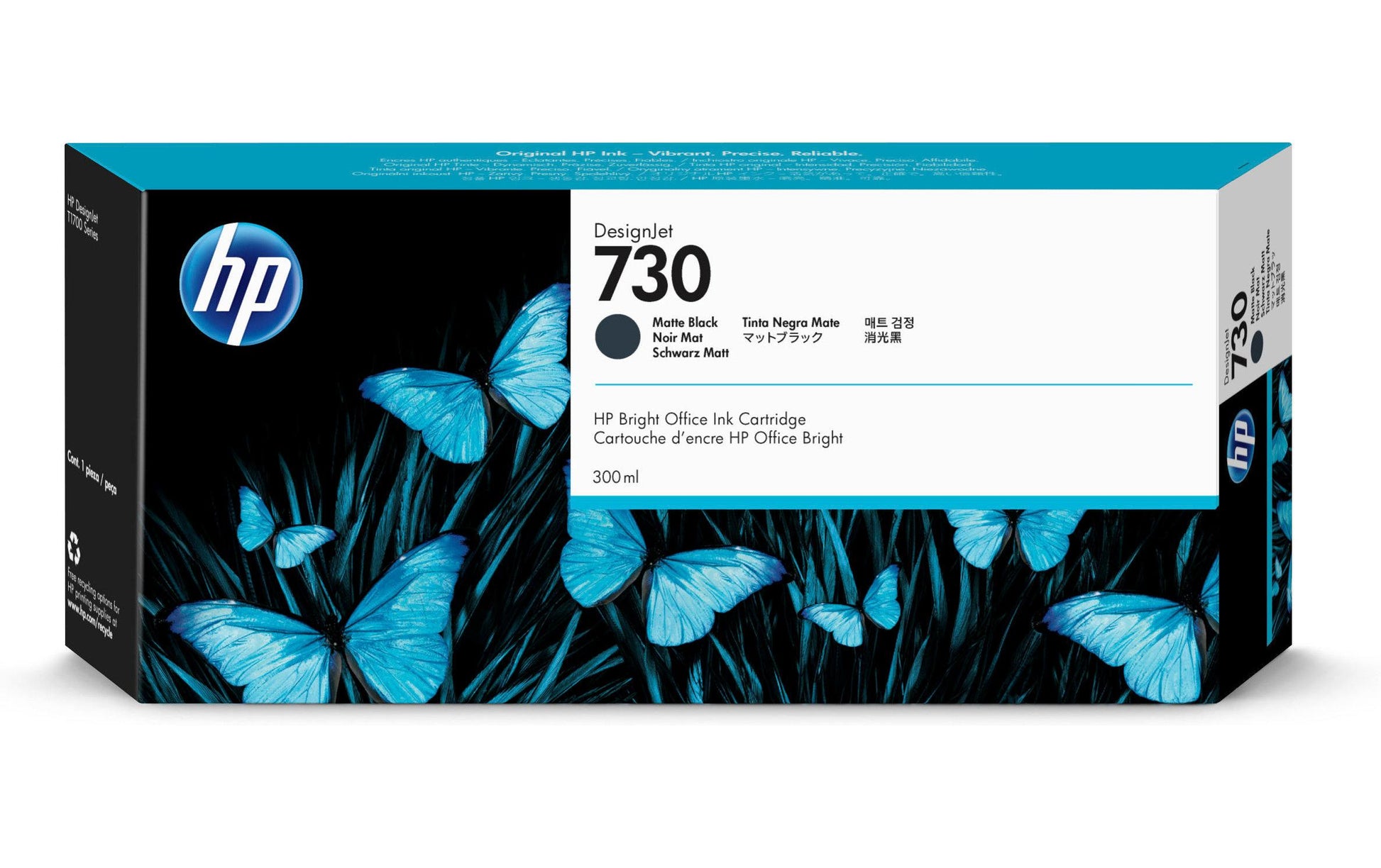HP Tintenpatrone 730, Schwarz, 300 ml – für Tintenstrahldrucker/Multifunktionsgeräte
