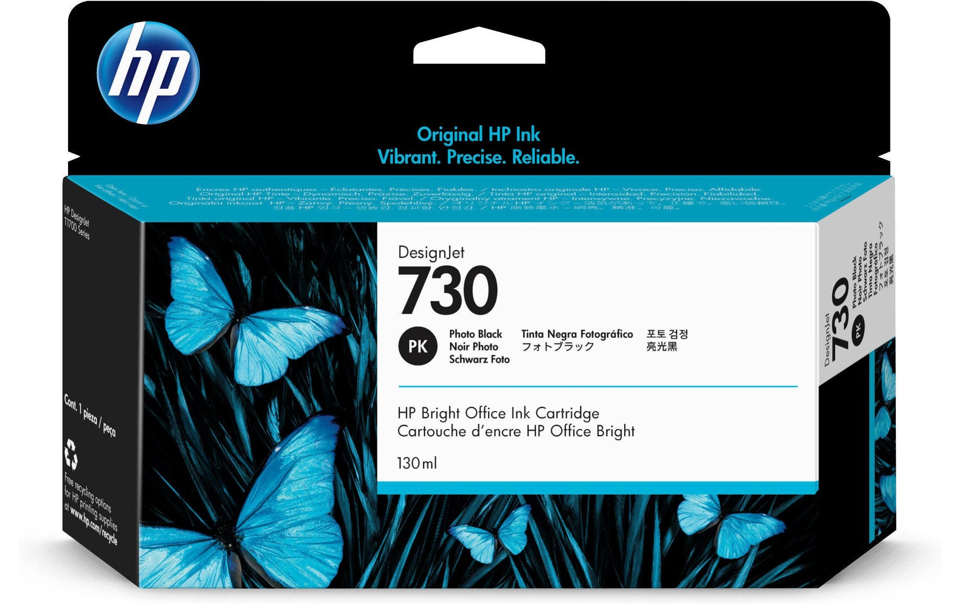 HP Tintenpatrone 730, Schwarz, 130 ml – für Inkjetdrucker/Multifunktionsgeräte