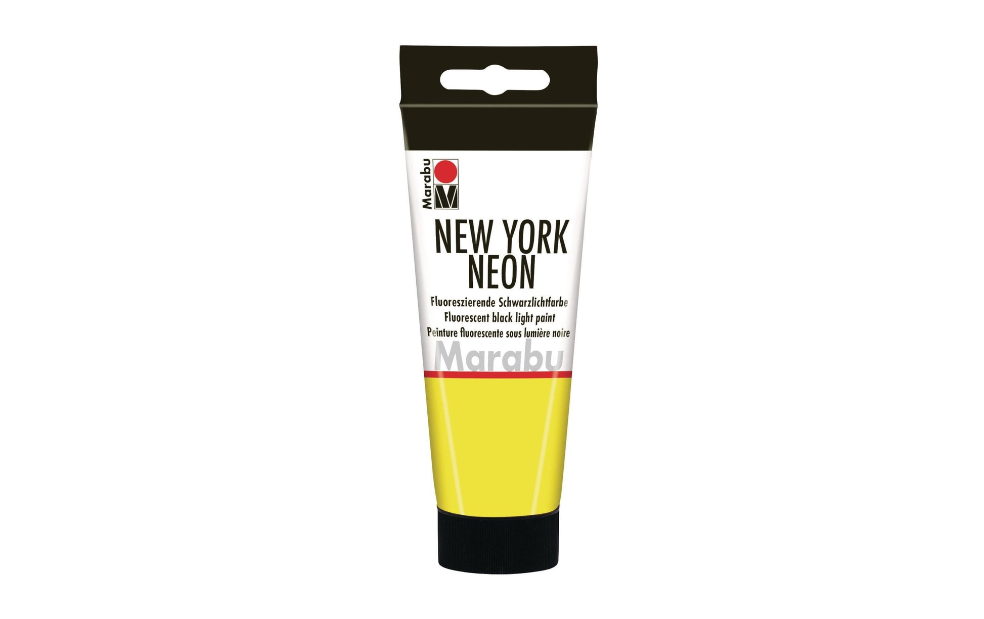 Marabu New York Neon Schwarzlichtfarbe – Gelb, Fluoreszierend – 100 ml – für Holz, MDF
