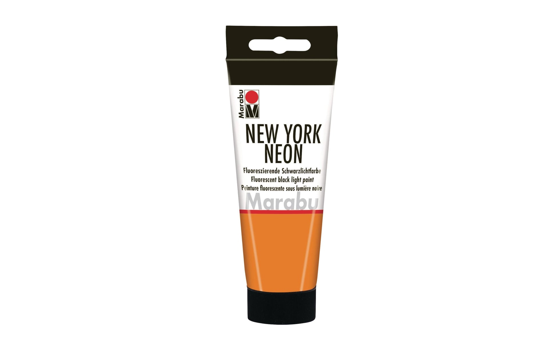 Marabu New York Neon Schwarzlichtfarbe – Orange, leuchtet im Dunkeln – 100 ml – für MDF, Holz, Stein