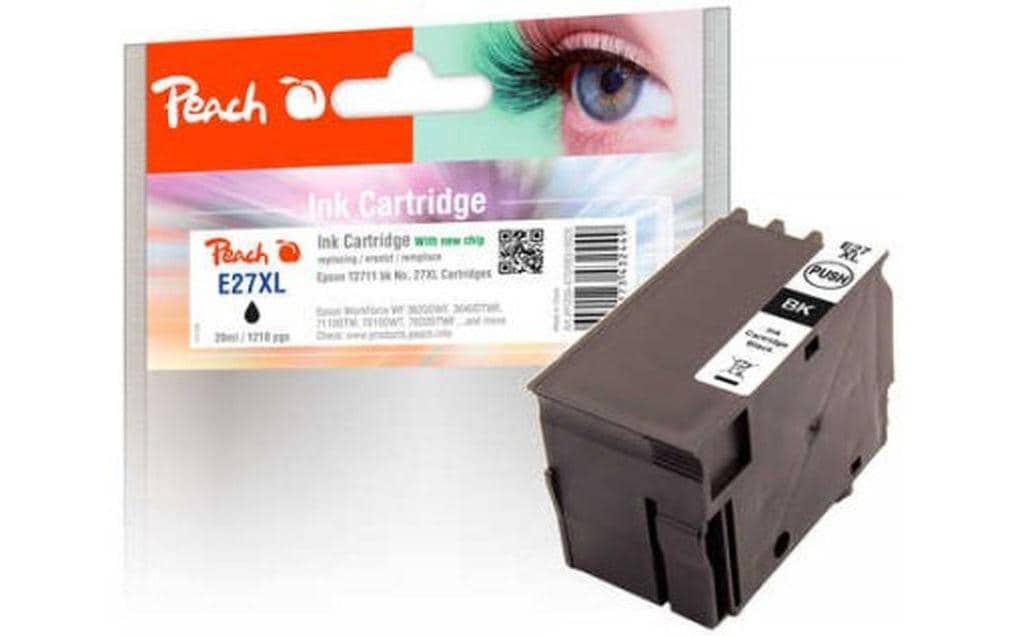 Peach T2711XL Schwarz Tintenpatrone (Kompatibel) – 1'210 Seiten – für Epson WorkForce WF-3600/7600/7700 Serie
