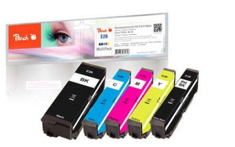 Peach Tintenpatronen-Multipack, Schwarz/Cyan/Magenta/Gelb (Kompatibel) – für Epson XP-510/520/600 …