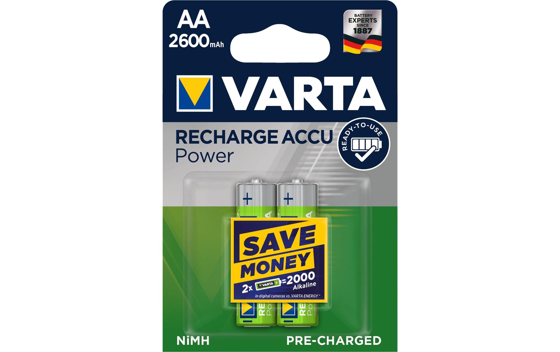 Varta Power Akku 1,2 V 2600 mAh 3,12 Wh Ni-MH – für Geräte