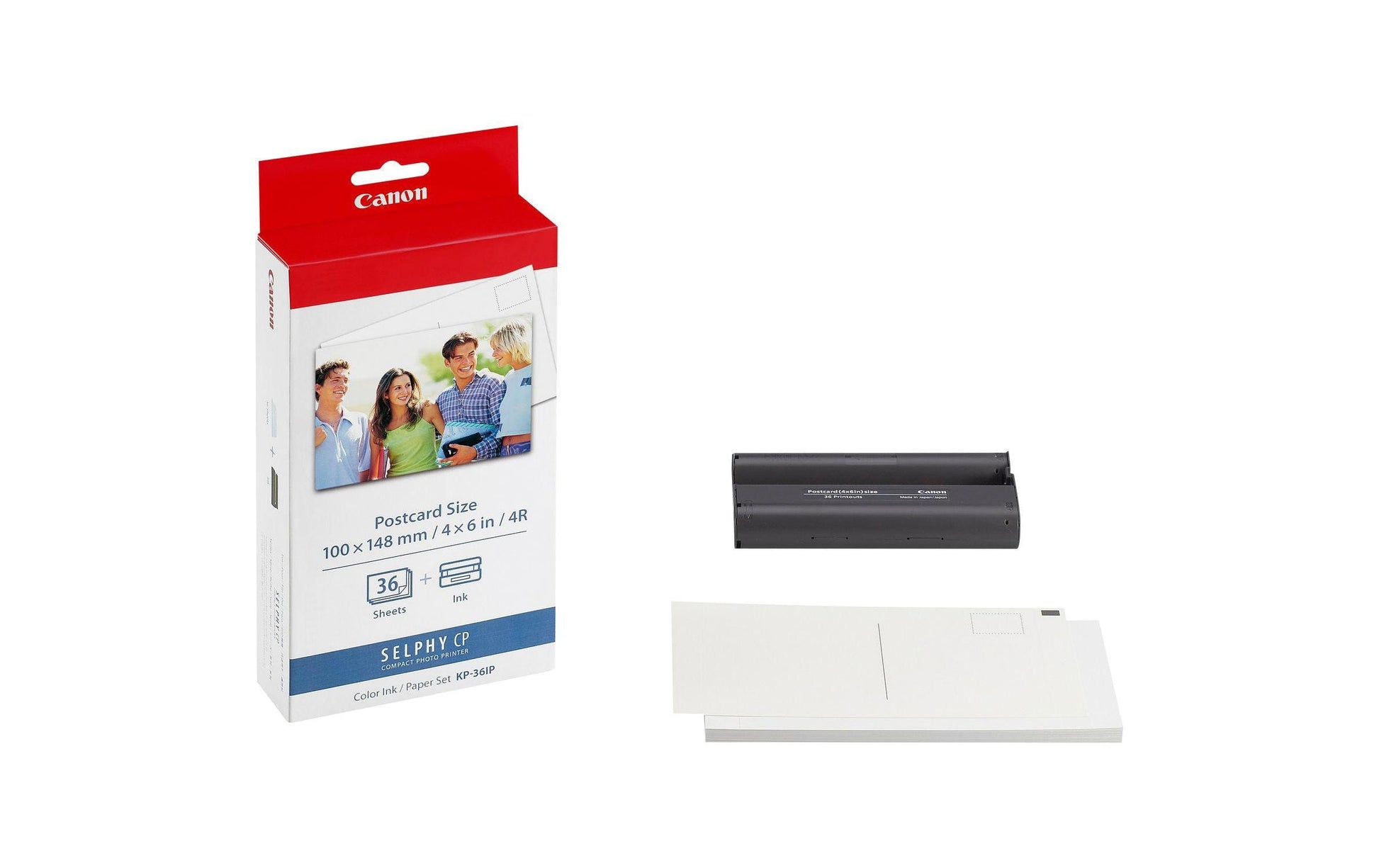 Canon Selphy Papier-Set – glänzend, 100 × 148 mm, 260 g/m², 36 Blatt, inkl. 1 × Farbband, einseitig – für Selphy