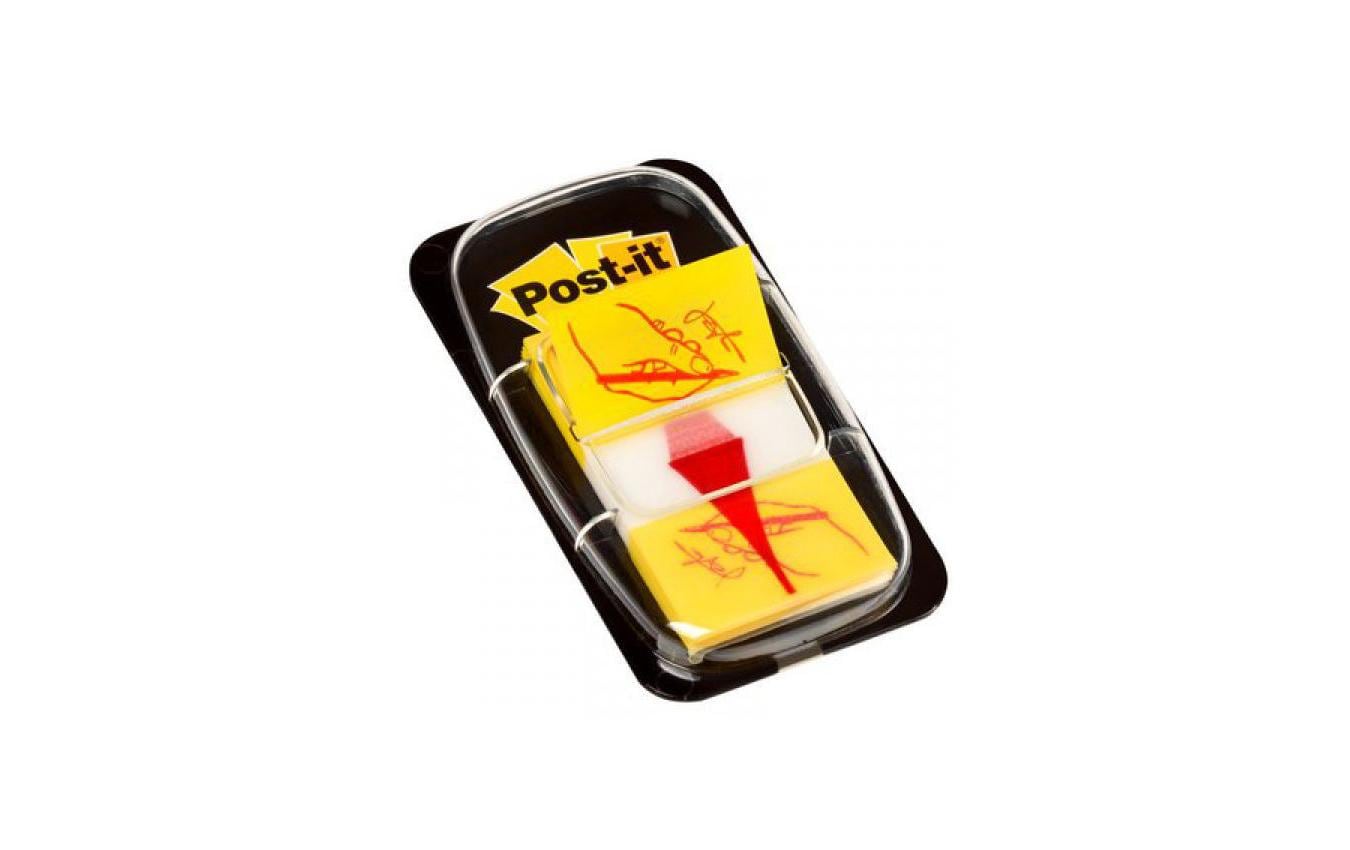 Post-it Register – 25,4 × 43,2 mm, Kunststoff, Gelb, mit Dispenser, Hier unterschreiben