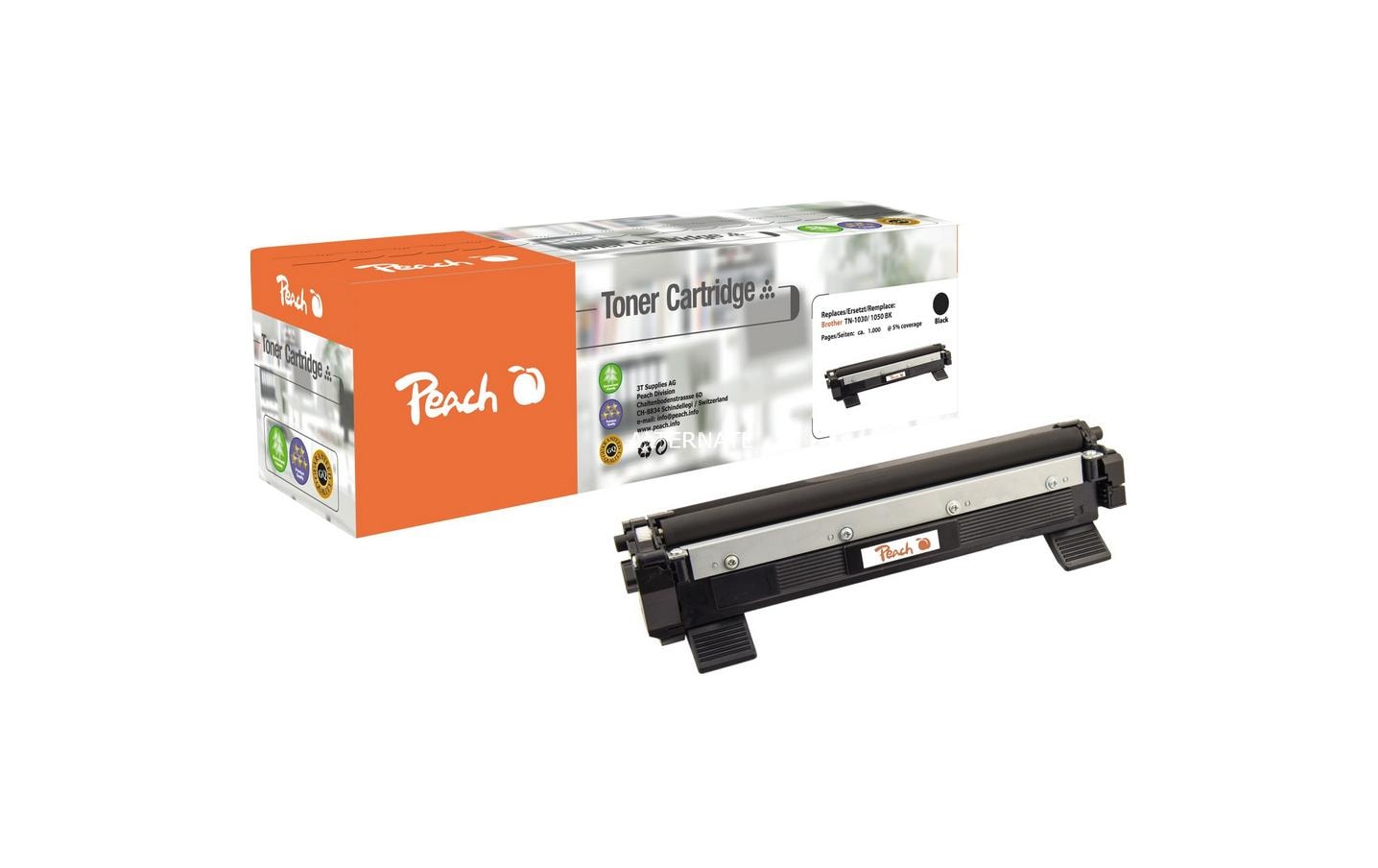 Peach TN-1030/1050 Schwarz Toner – Kompatibel – 1'000 Seiten – für Brother DCP-1510/HL-1110/MFC-1810 und andere