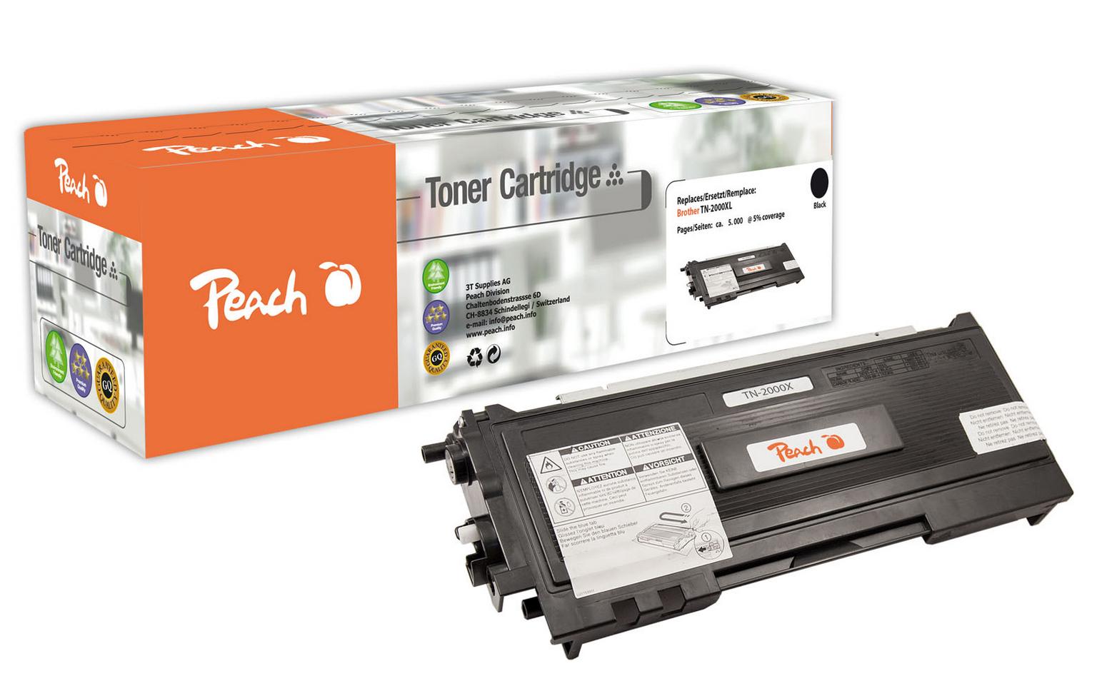 Peach TN-2000X Schwarz Toner – Kompatibel XL – 5'000 Seiten – für Brother DCP-7010/DCP-7010 L/DCP-7020 u. a.