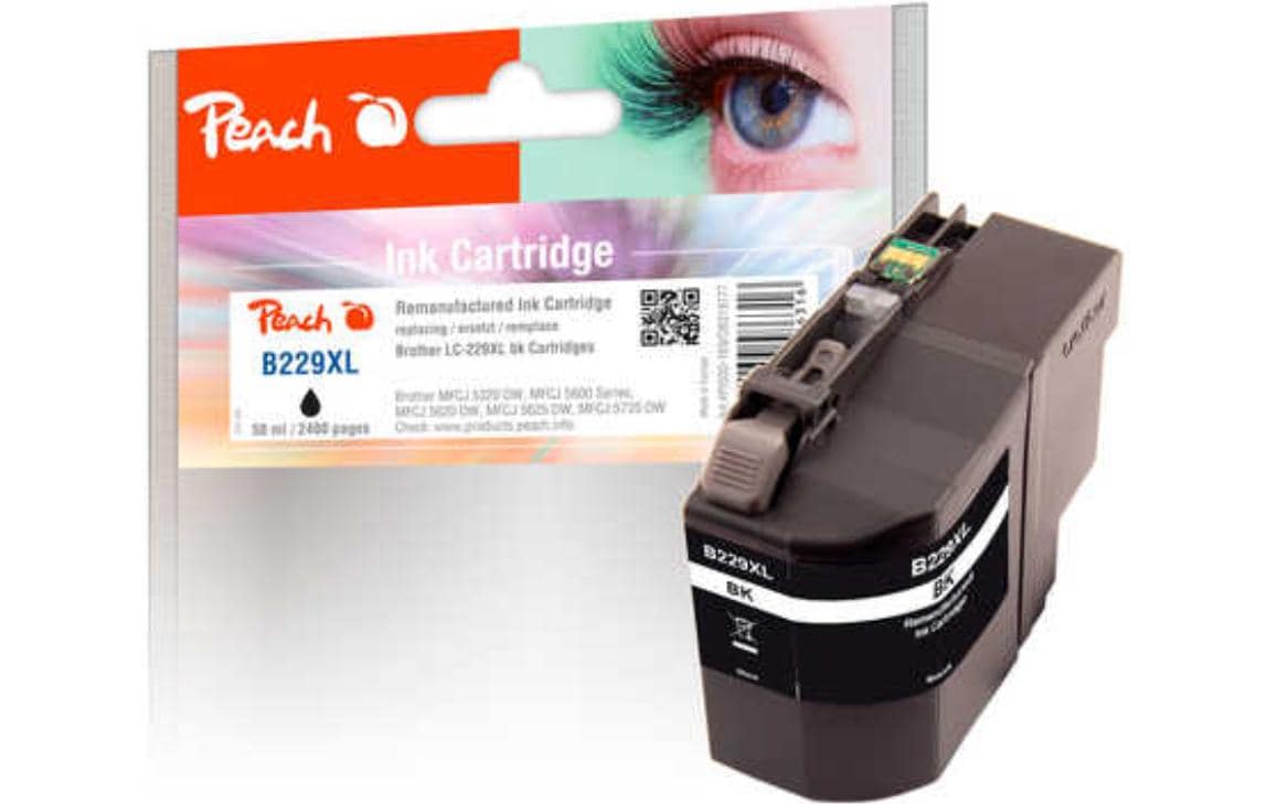 Peach LC-229XL Schwarz Tintenpatrone (Kompatibel) – 2'400 Seiten – für Brother MFC-J5720DW/5320DW/5625DW …