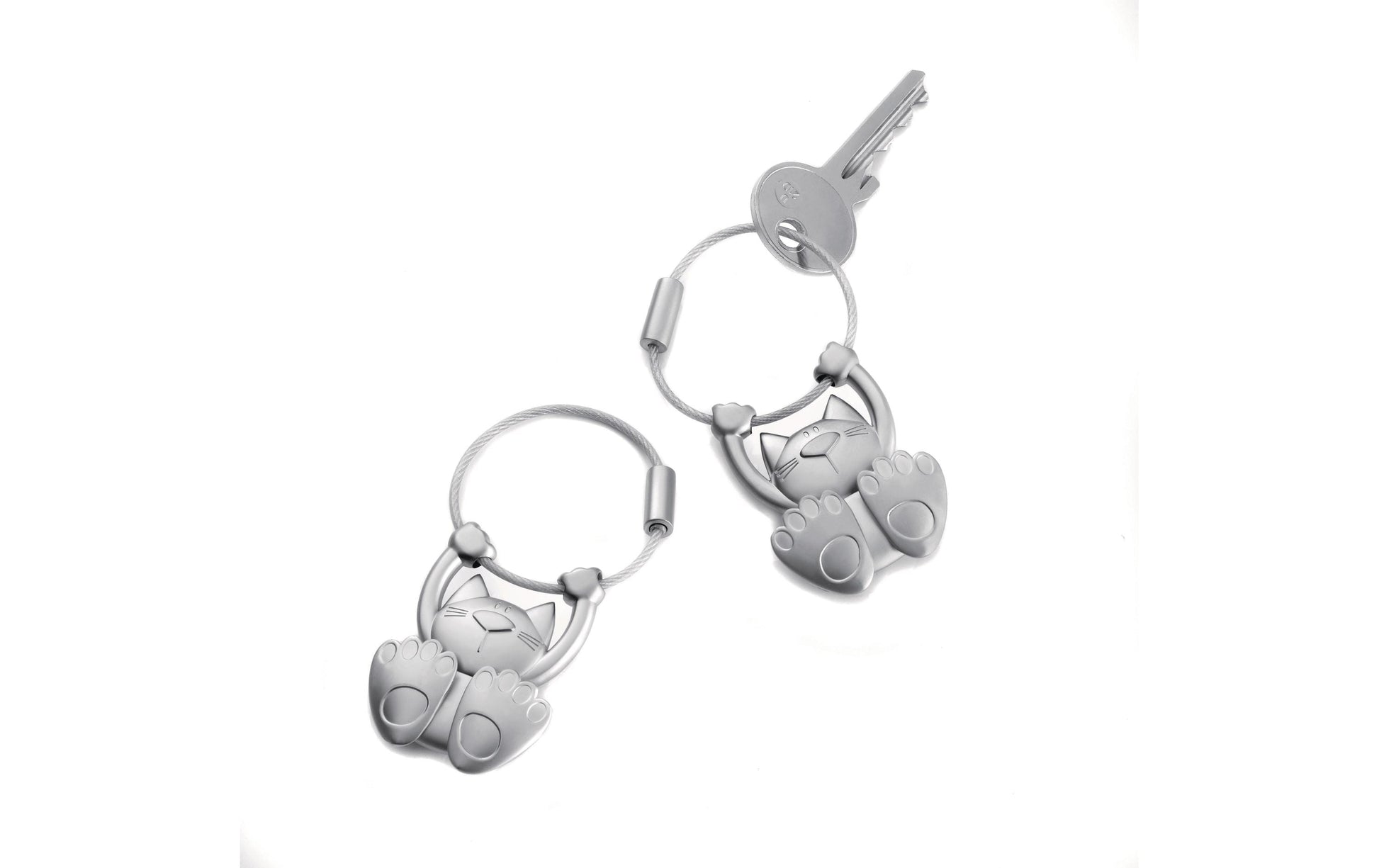 TROIKA Schlüsselanhänger Katze – Silber, 36 × 11 mm