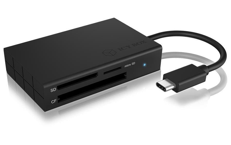 ICY BOX IB-CR401-C3 Kartenleser – 3 Steckplätze (CF, SD, microSD), 5 Gbit/s, USB-C (USB 3.2 Gen 1) – Schwarz