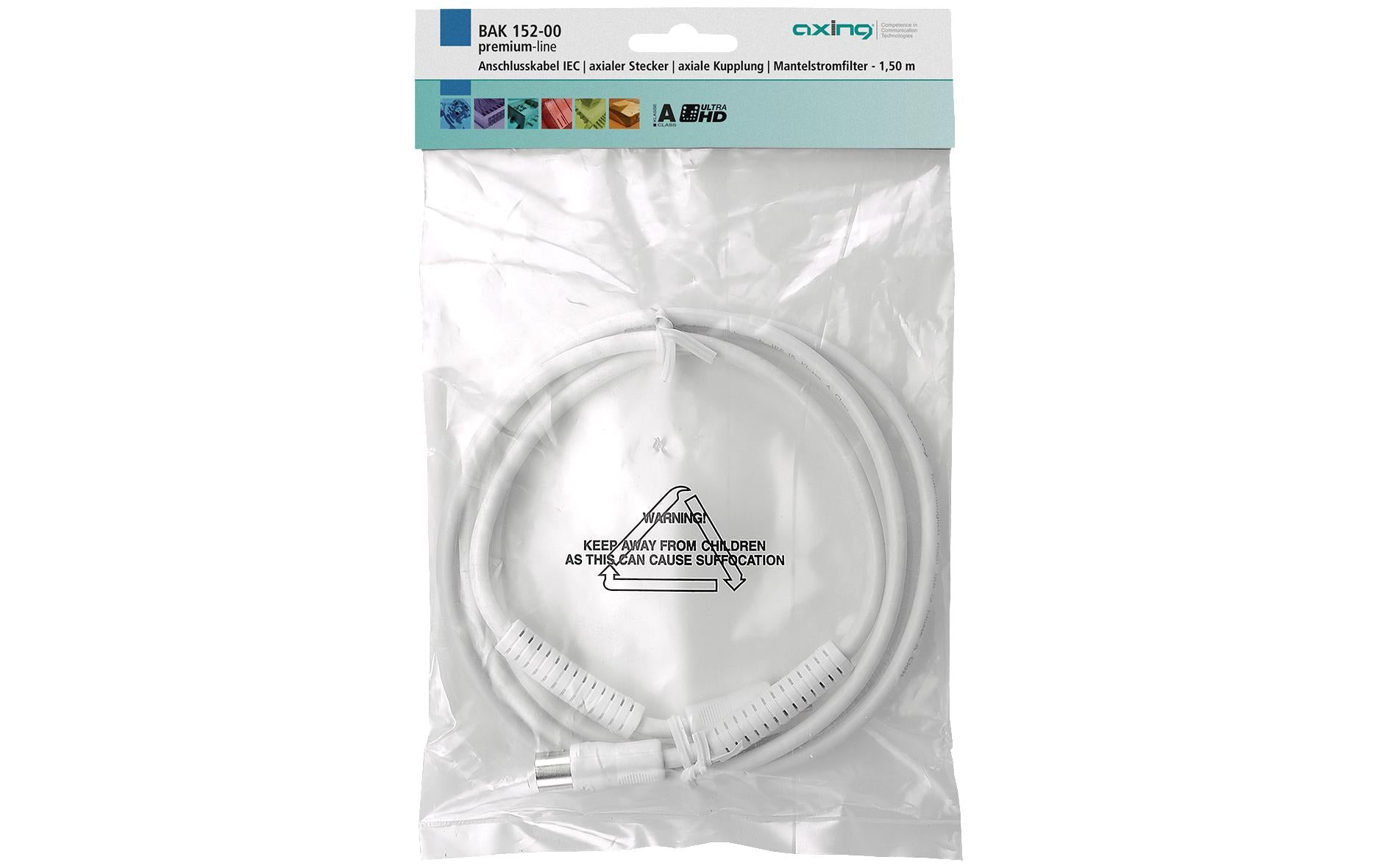 Axing Koax-Antennenkabel (IEC) – 7,5 m – Weiss