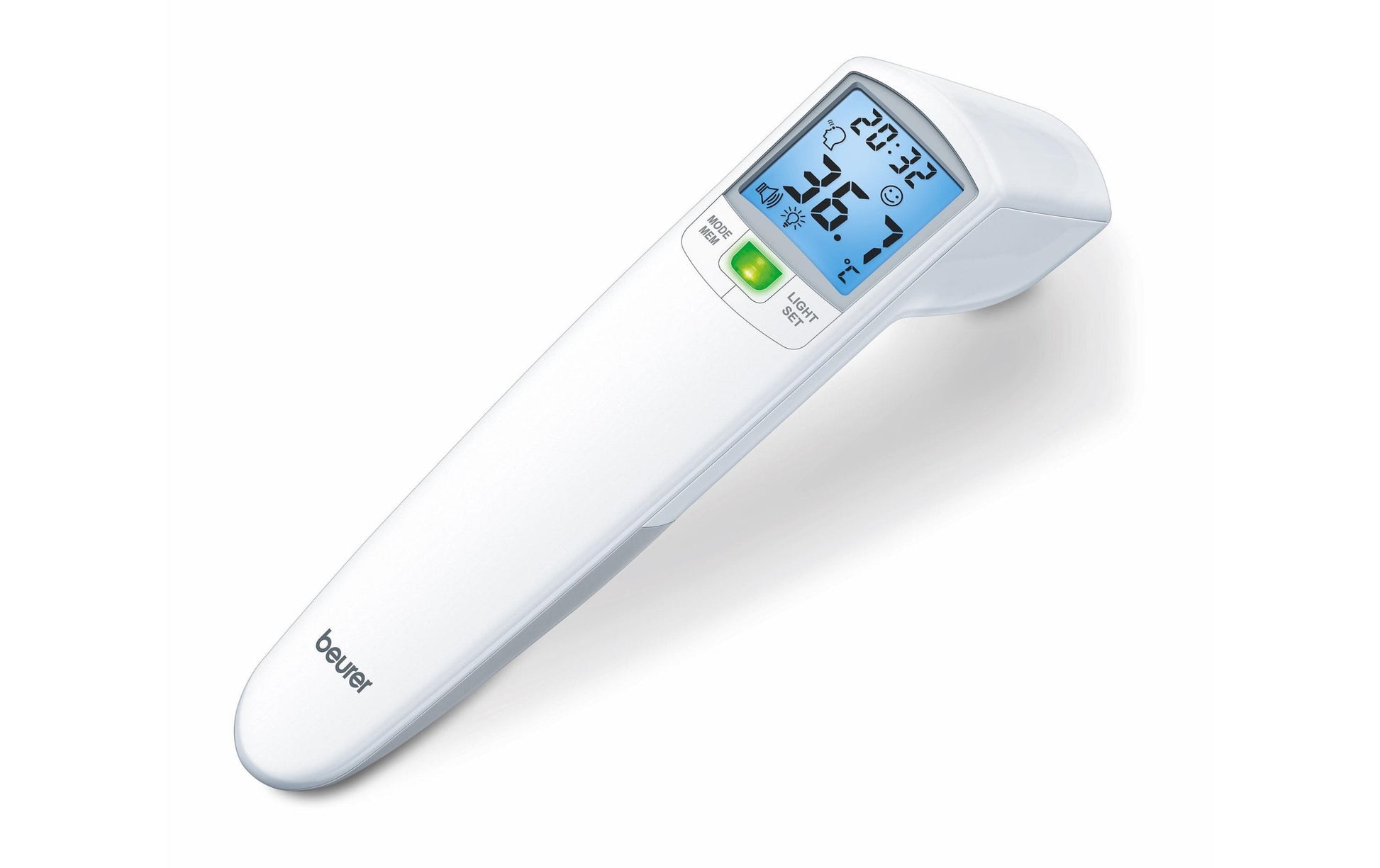 Beurer Fieberthermometer – Infrarot (Stirn), Messgenauigkeit ±0,1 °C, batteriebetrieben, 60 Speicherplätze