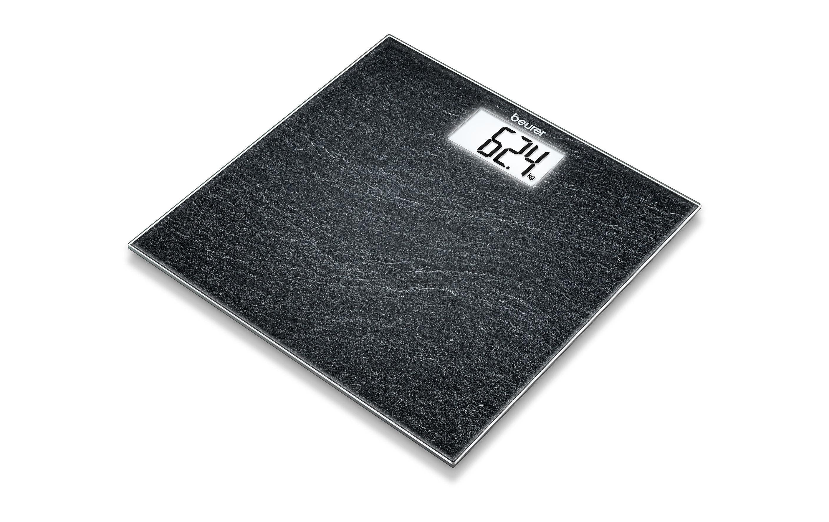 Beurer Personenwaage GS03 – 30×30×1,9 cm, Sicherheitsglas, 150 kg, Schwarz