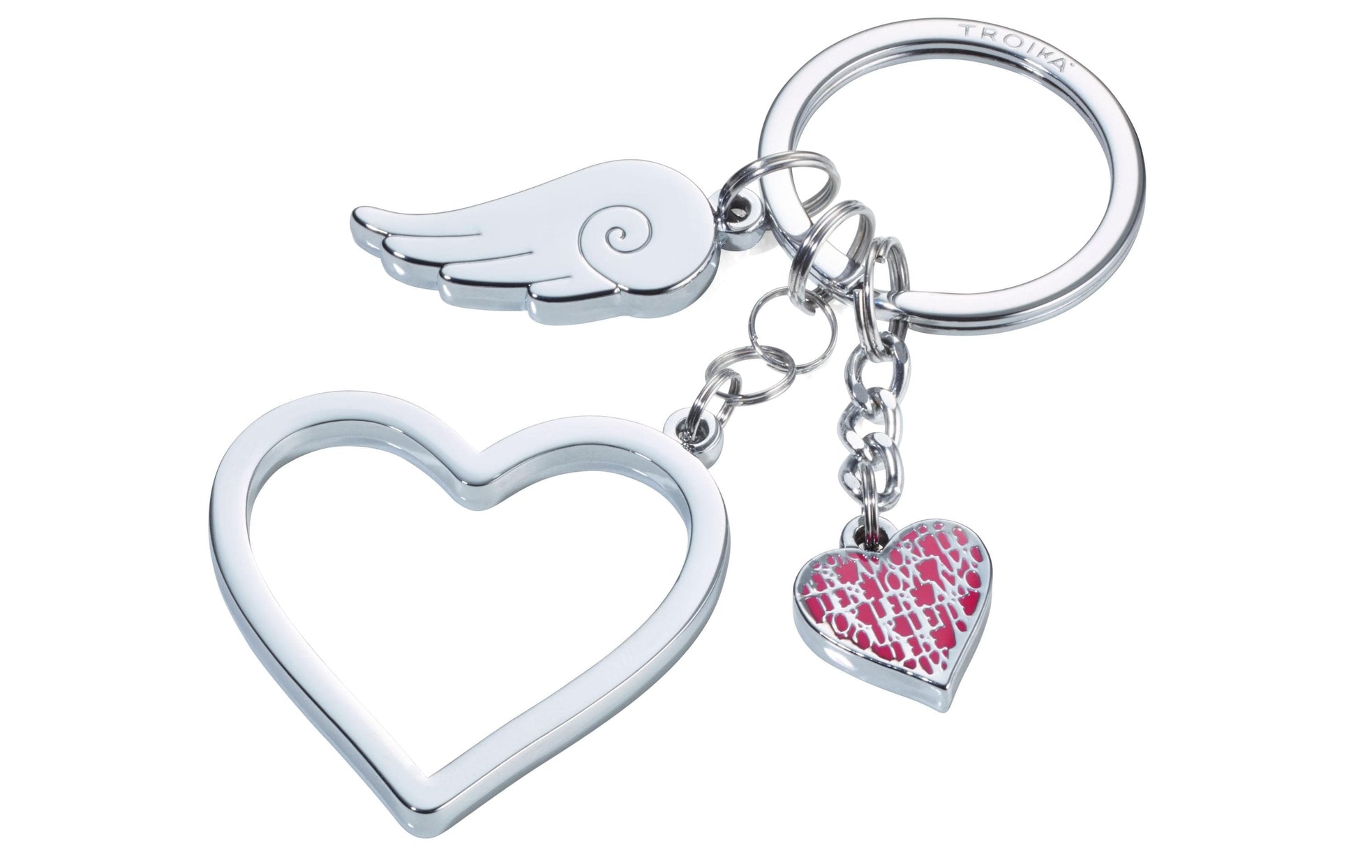 TROIKA Schlüsselanhänger Love in the Air Herz – Pink/Silber, 45 × 4 mm
