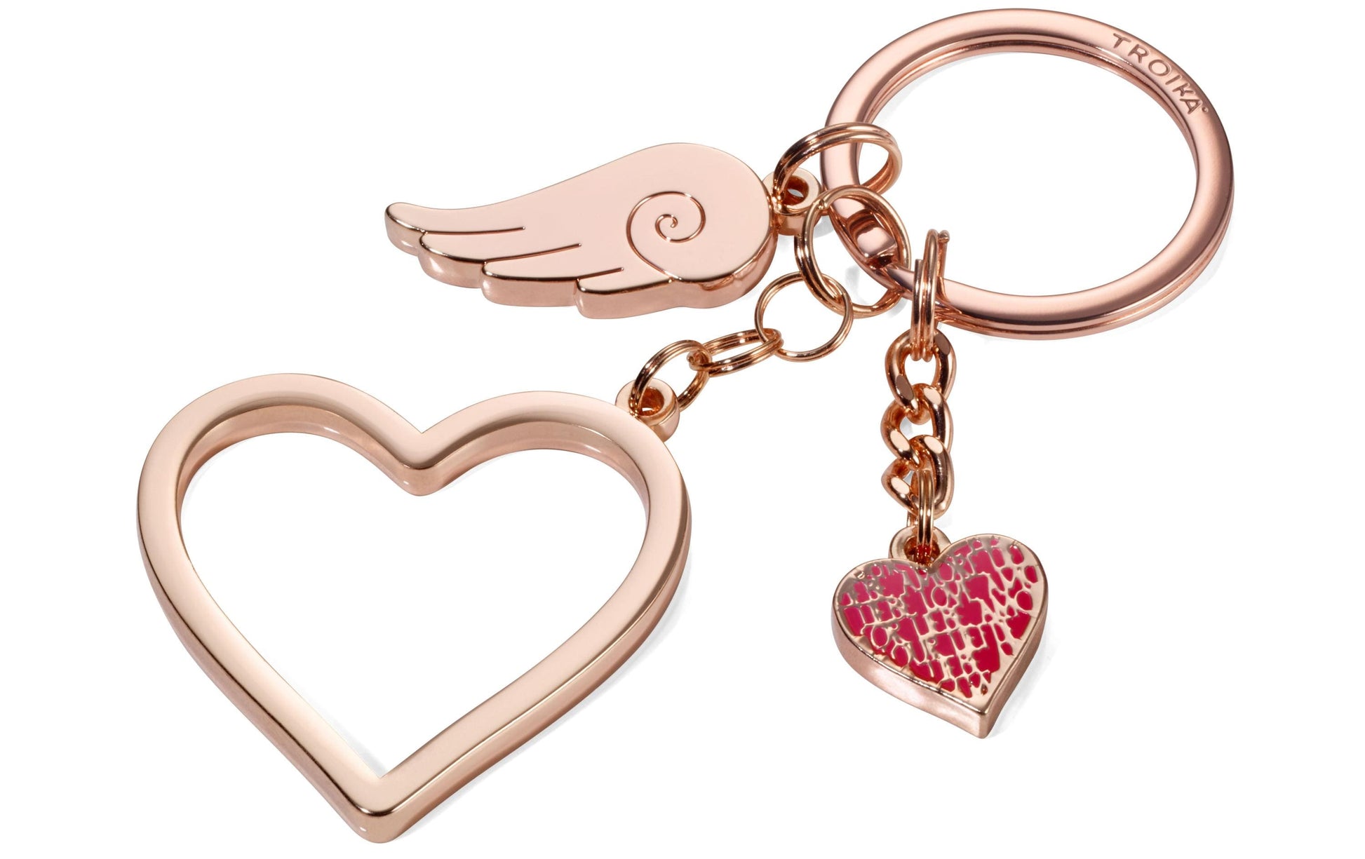 TROIKA Schlüsselanhänger Love in the Air – Herz, Rosa/Roségold, 45 × 4 mm
