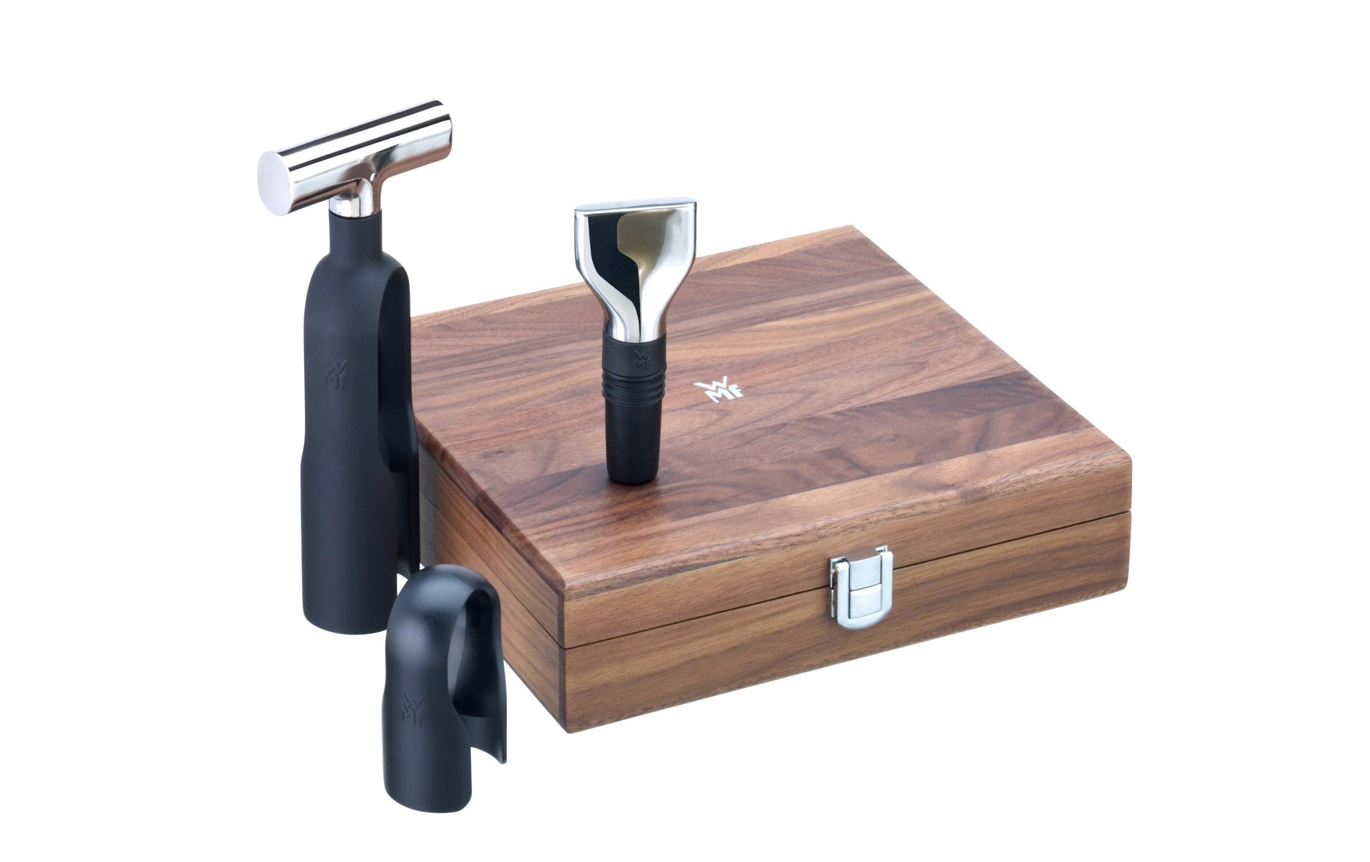 WMF Sommelier-Set – Edelstahl (Cromargan), Kunststoff, Holz (Walnuss), 3-teilig, mit Holzbox