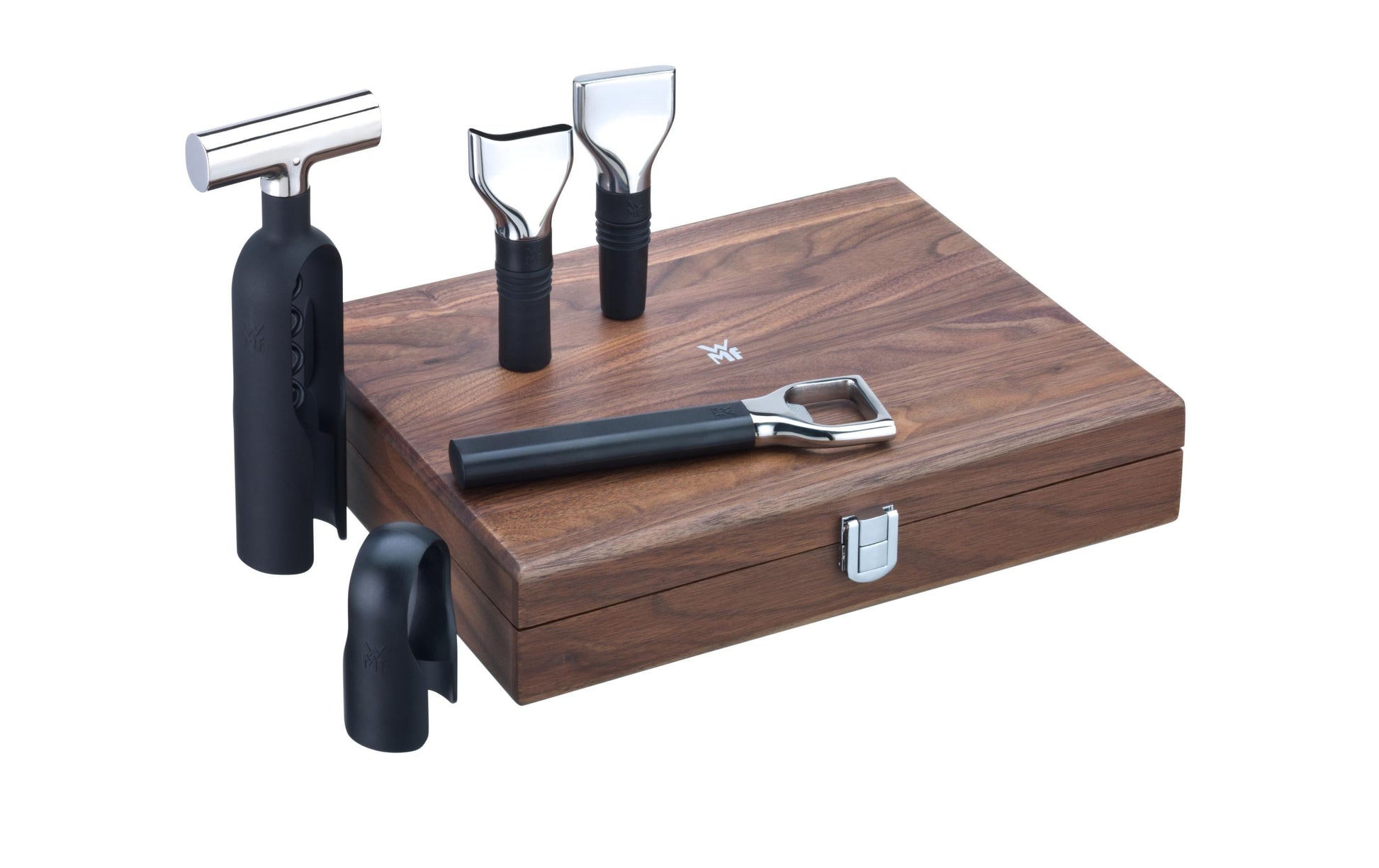 WMF Sommelier-Set – 5-teilig, Edelstahl (Cromargan)/Kunststoff/Holz, Walnuss-Holzbox (FSC)