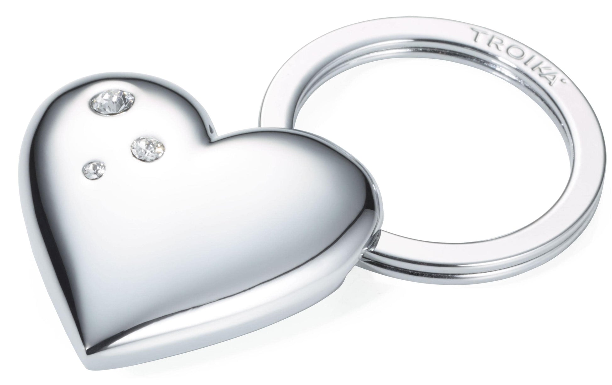 TROIKA Schlüsselanhänger Shiny Herz – Chrom, Silber, 40 × 12 mm