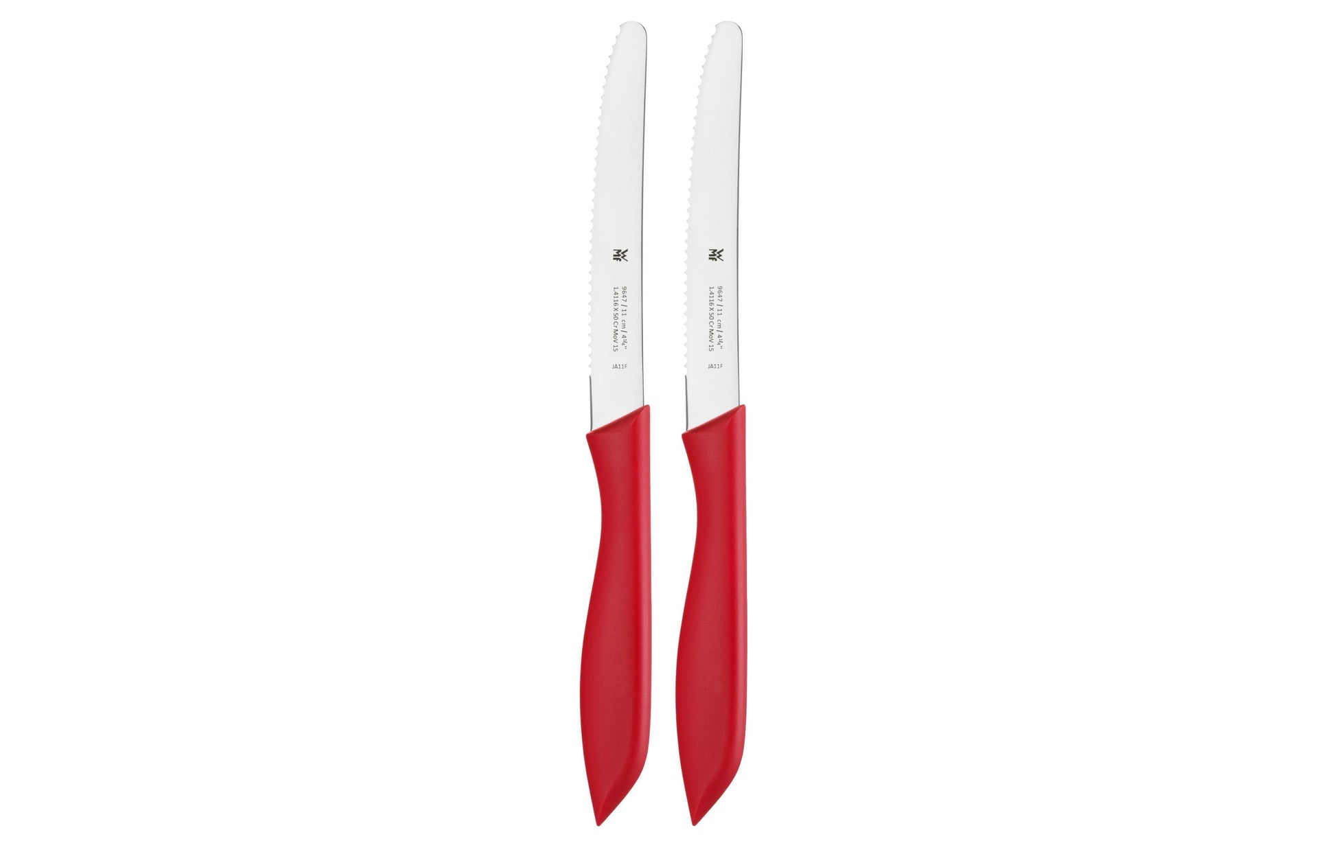 WMF Vespermesser – 2er-Set, 23 cm, Wellenschliff, Edelstahl, Kunststoffgriff, Rot