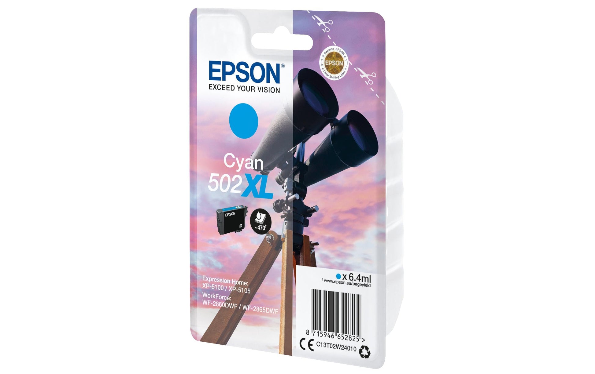 Epson Tintenpatrone 502XL, cyan, XL, 470 Seiten – für Inkjetdrucker/Multifunktionsgeräte
