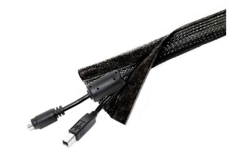 Multibrackets Kabelschlauch mit Klettverschluss – Durchmesser 30–45 mm – 10 m – Schwarz – 400D Polyester