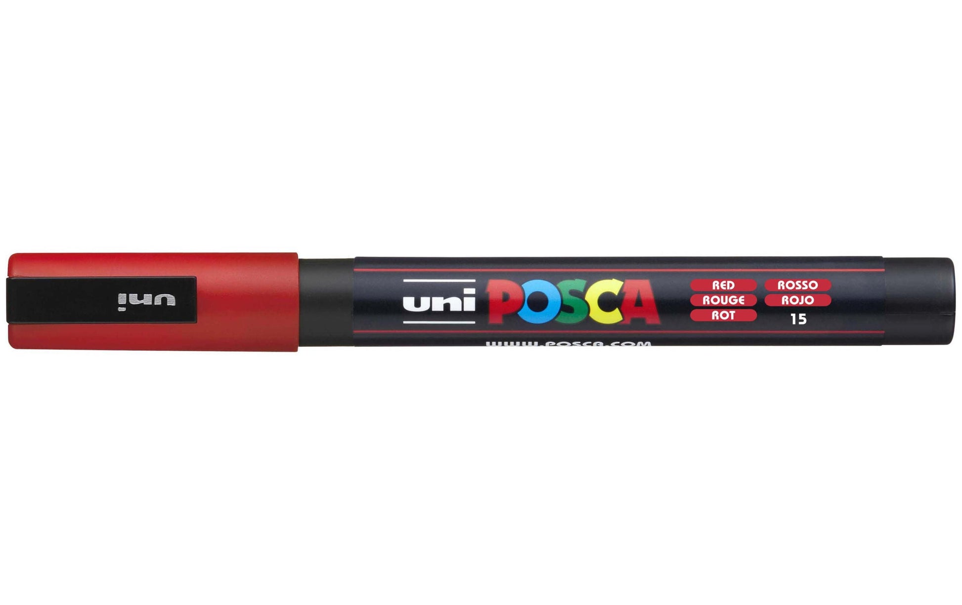 Uni-Ball POSCA Kreativ-/Pigmentmarker – Rundspitze 0,9–1,3 mm, Rot, Deckend, Feucht Abwischbar – Für Viele Oberflächen