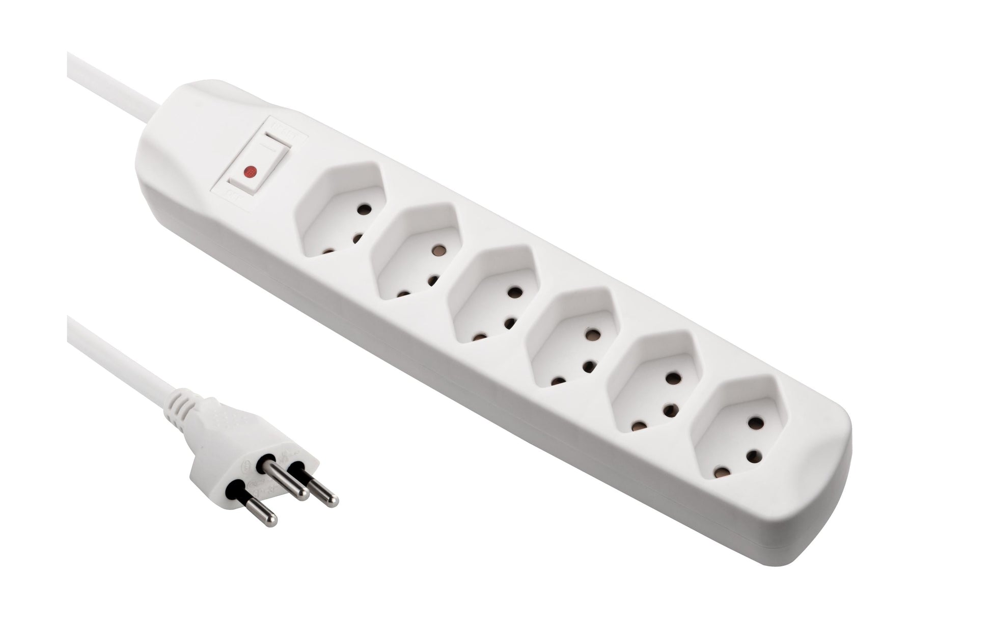 Furber. FUR-SL6S WHT – Steckdosenleiste, 6× T13, mit Schalter, 1,5 m, Stecker T12, Kindersicherung