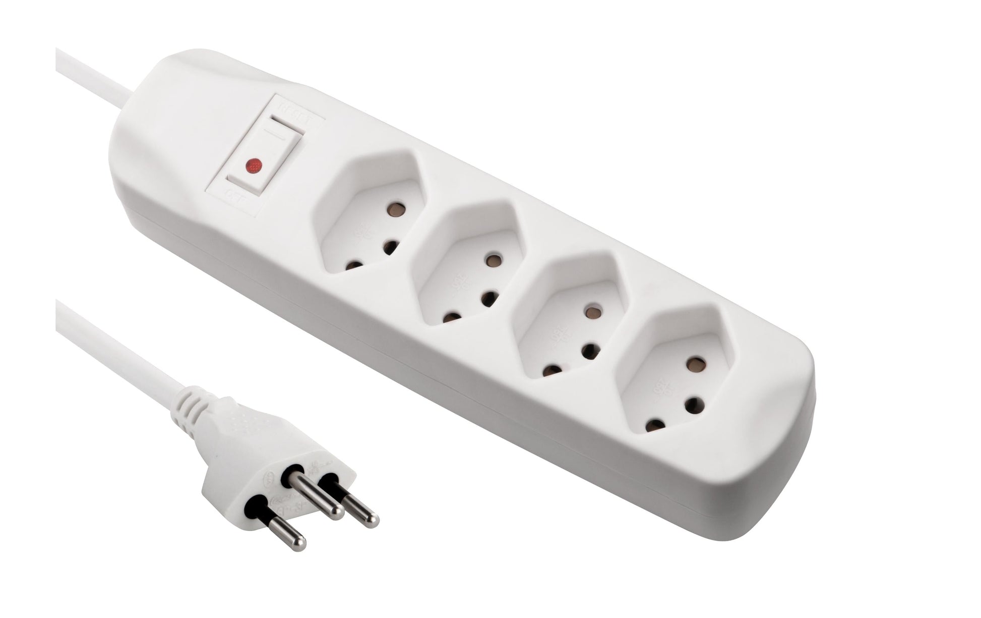 FURBER.power Steckdosenleiste – 4× T13, 1,5 m, mit Schalter, Kinderschutz, Weiss