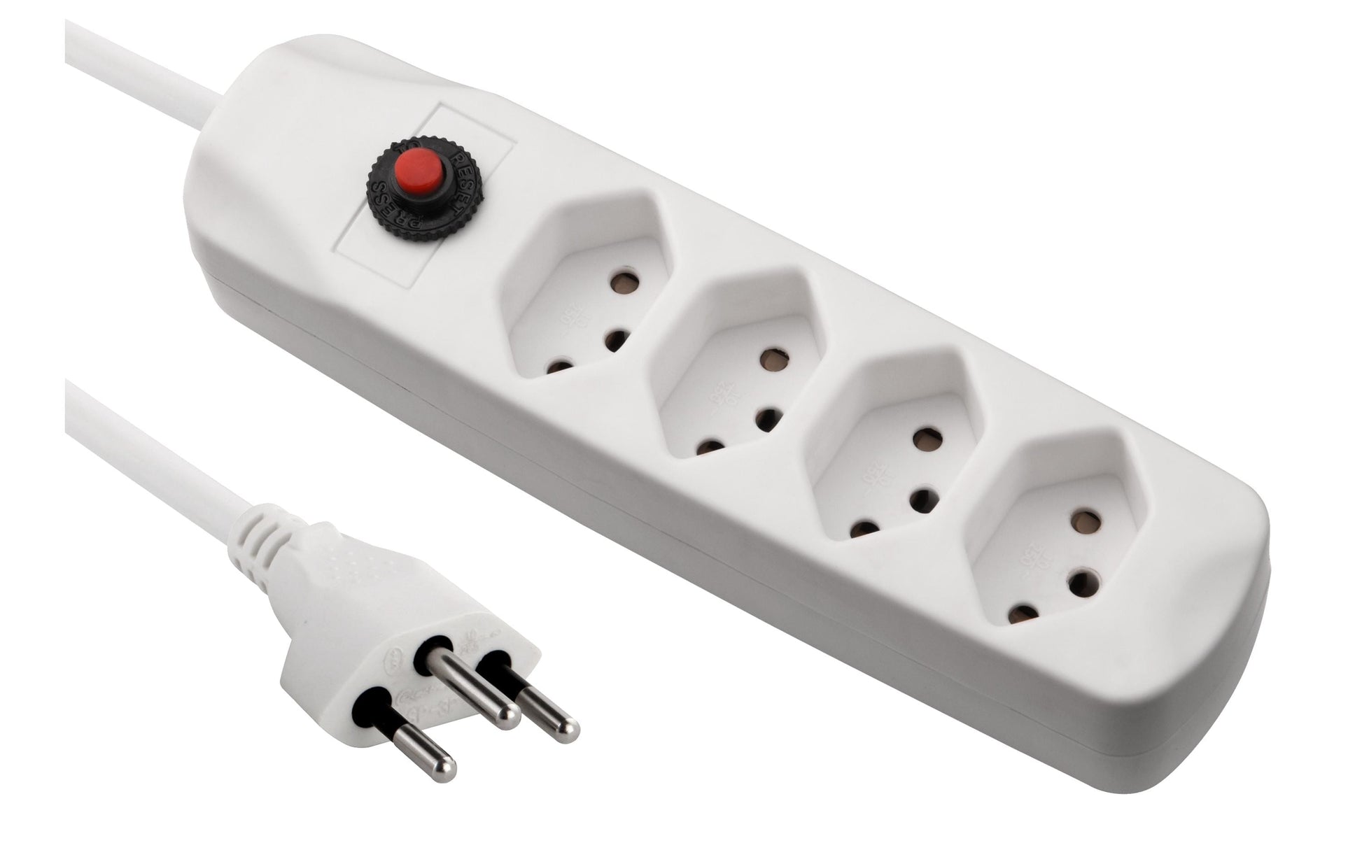 FURBER.power Standard Steckdosenleiste, 4×T13, 1,5 m, Eingang T12, Kinderschutz, Befestigungslaschen – Weiss