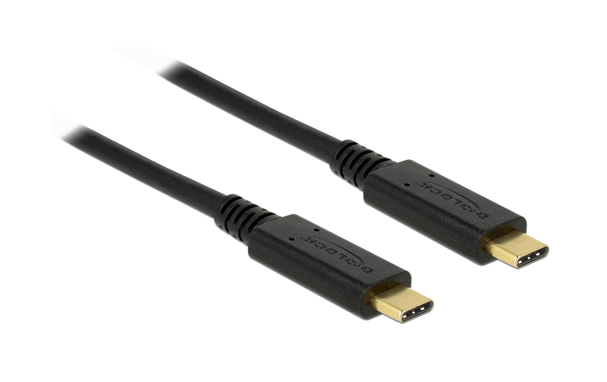 DeLOCK USB-C auf USB-C Kabel – USB 3.2 Gen 1 (5 Gbit/s) – 2 m – Goldstecker – Schwarz