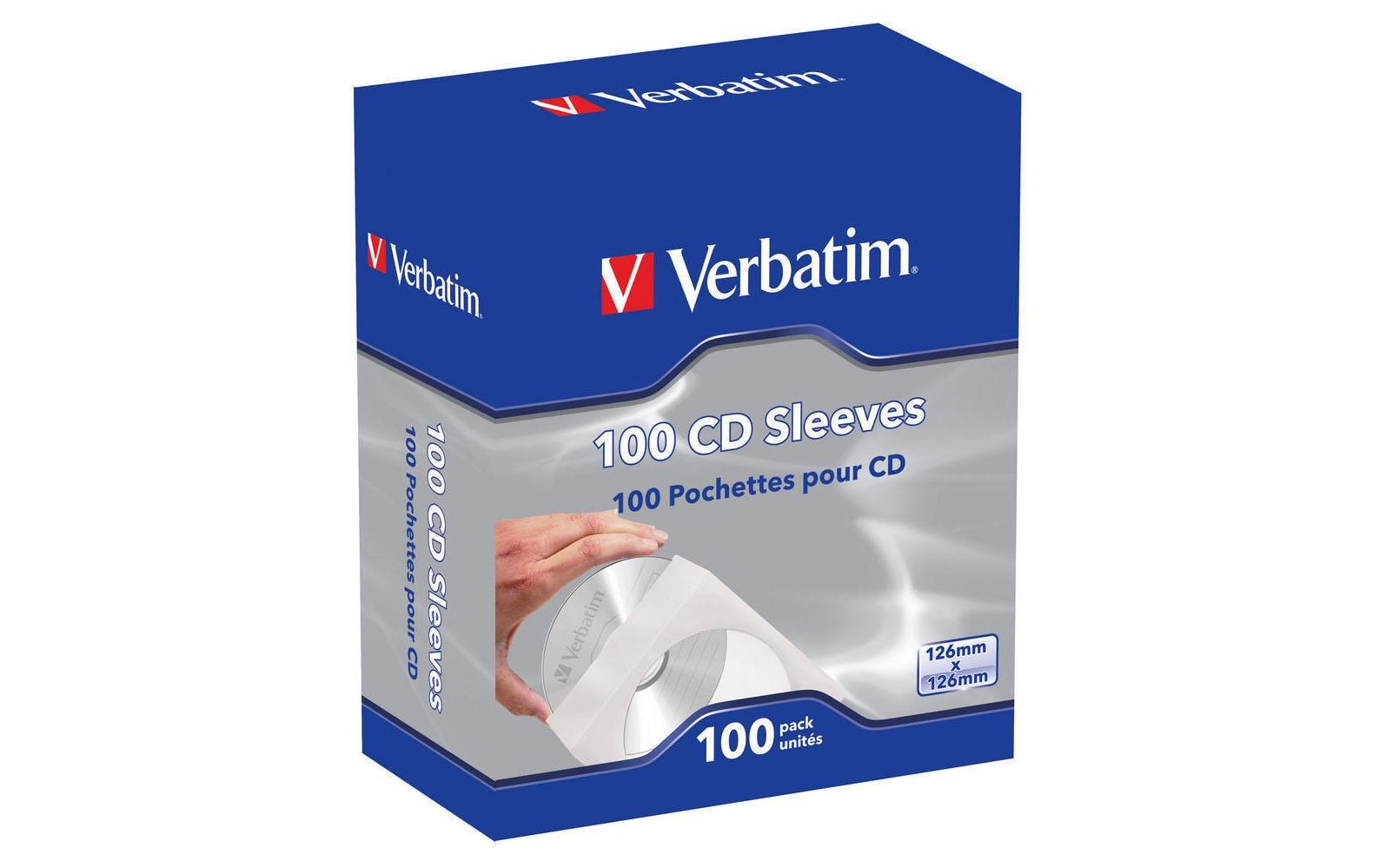 Verbatim CD-Tasche 100 Disks – Papier, Weiss, 100er Pack