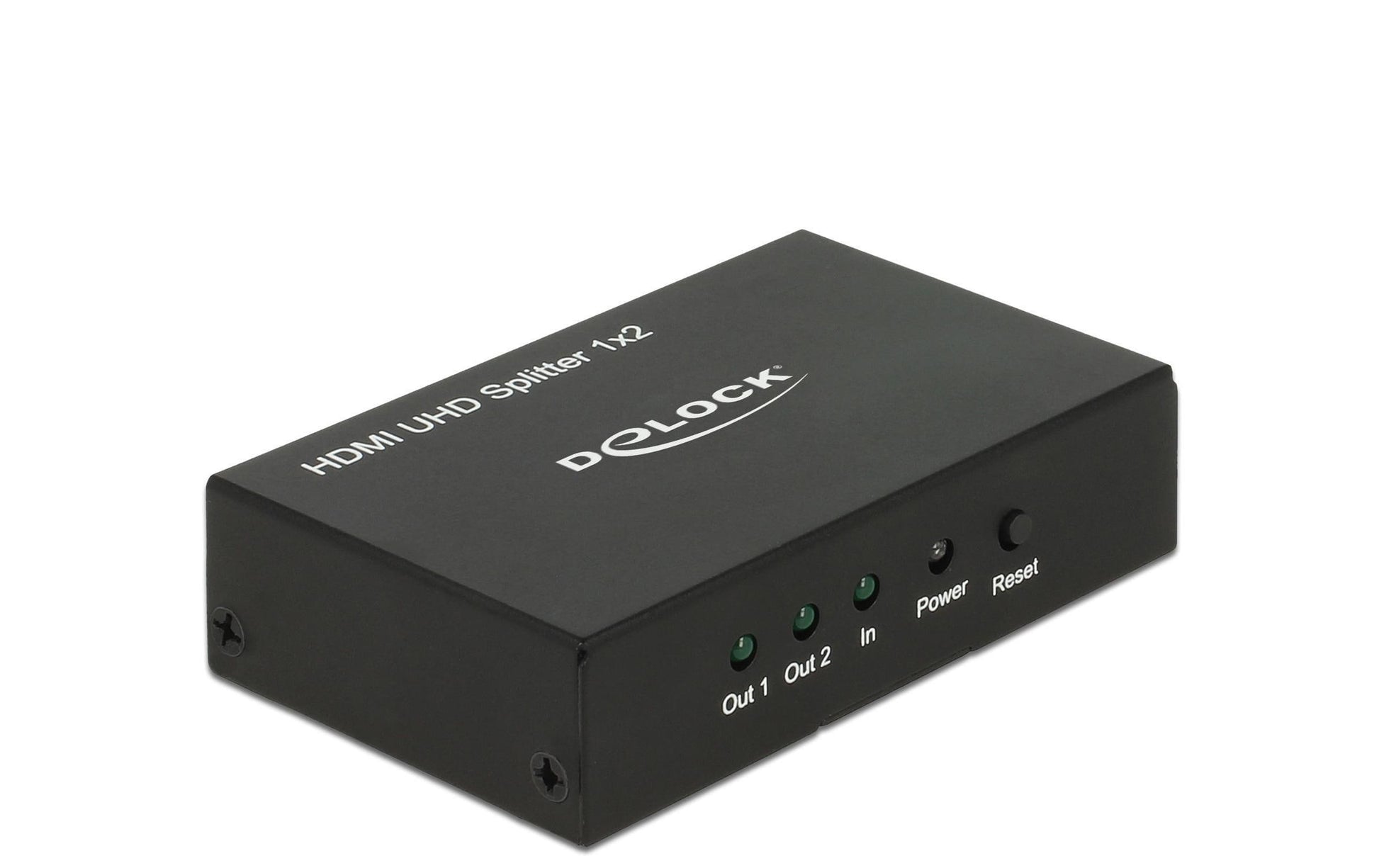 DeLOCK 18682 – Monitorsplitter – 4K UHD (3840×2160@60Hz), 2x HDMI, aktiv, externes Netzteil – Schwarz, Metall