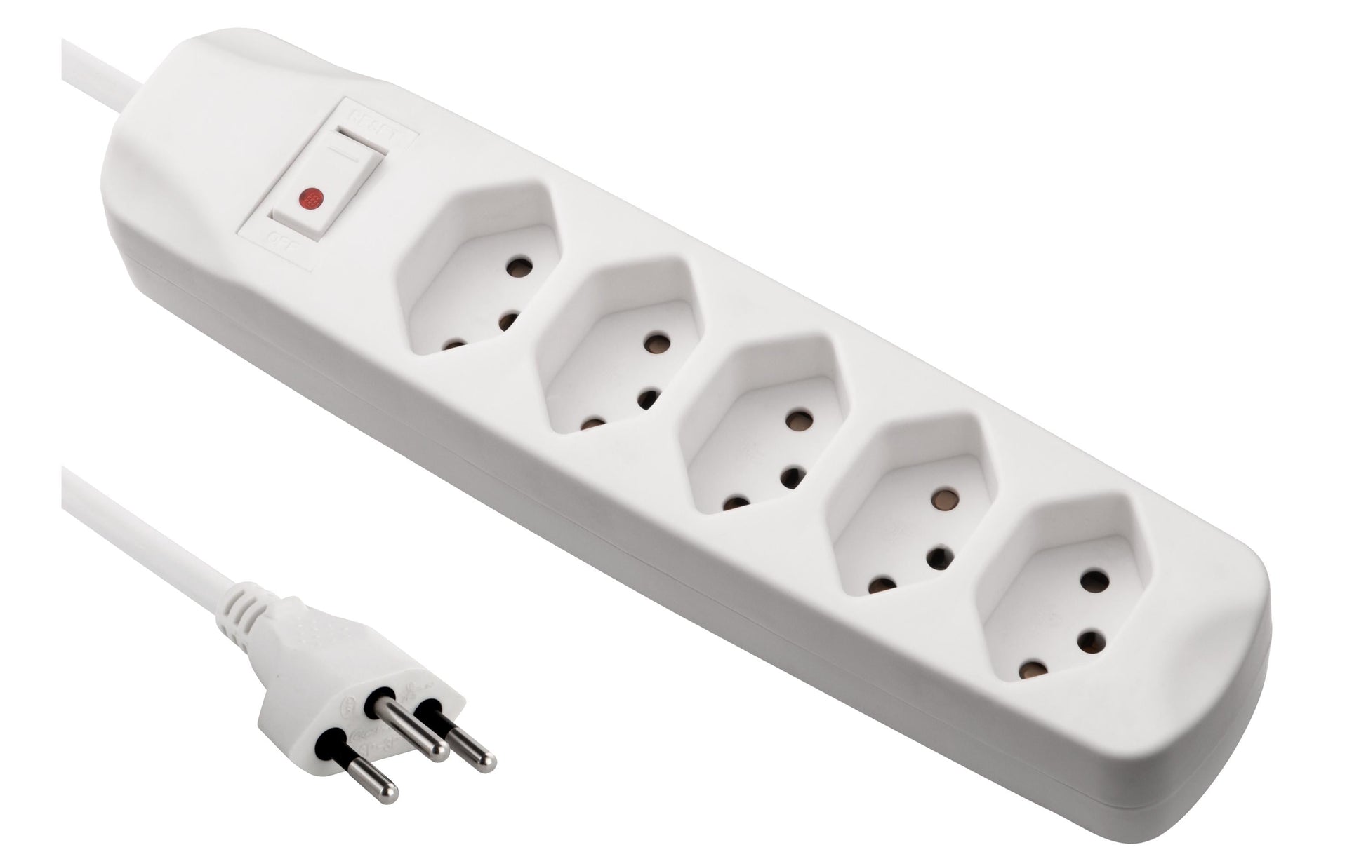 Furber. Furber Steckdosenleiste – 5× T13, 1,5 m, mit Schalter, Weiss