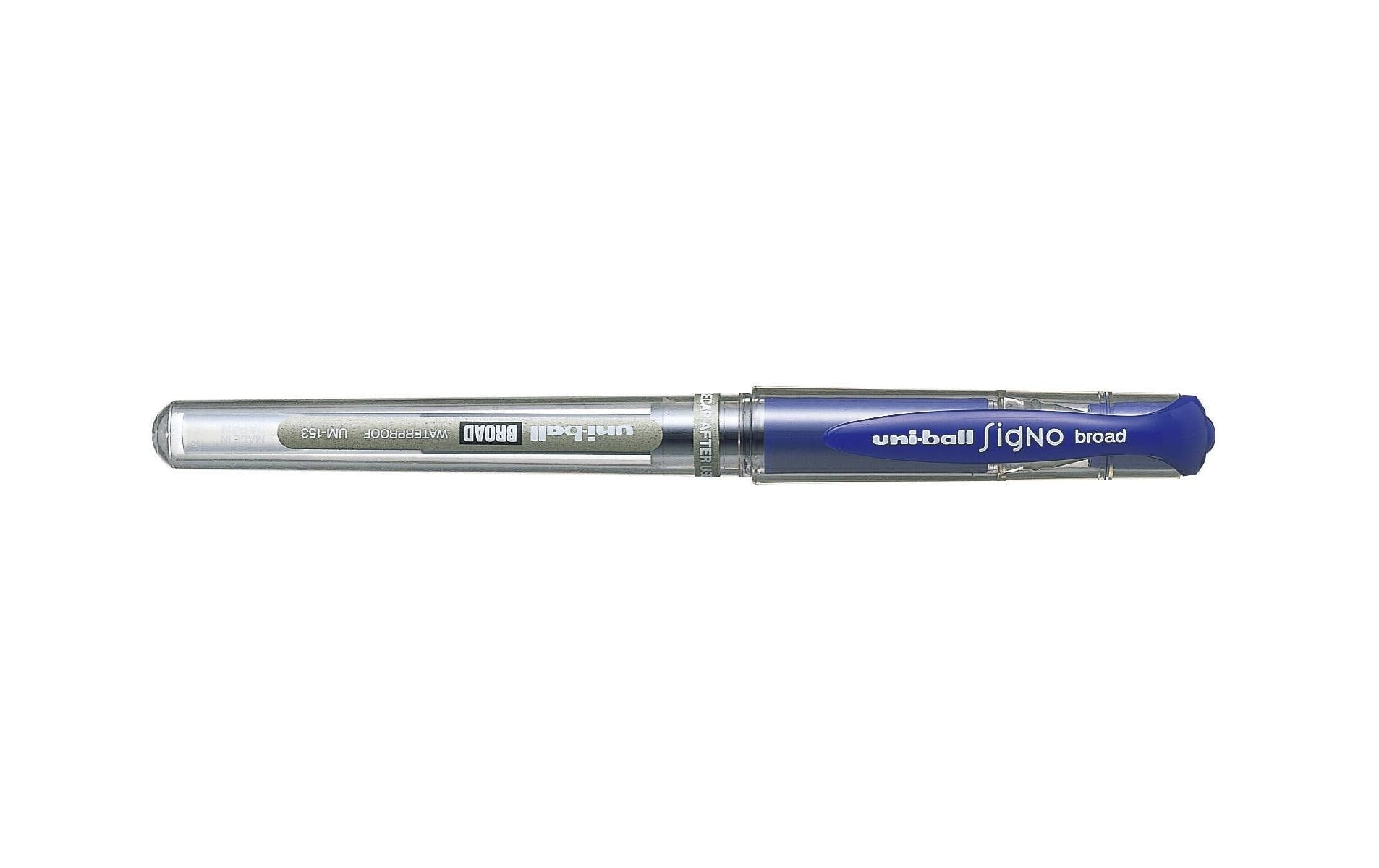 Uni-Ball Signo Broad UM153 Gelschreiber, Kappe – Blau, Spitze 1 mm, dokumentenecht, wasserfest, nachfüllbar